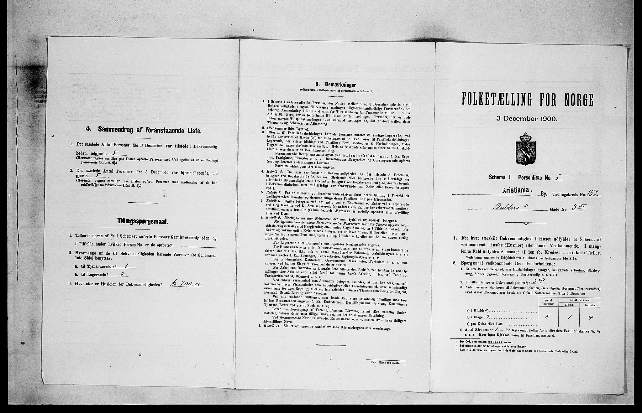 SAO, Folketelling 1900 for 0301 Kristiania kjøpstad, 1900, s. 3468