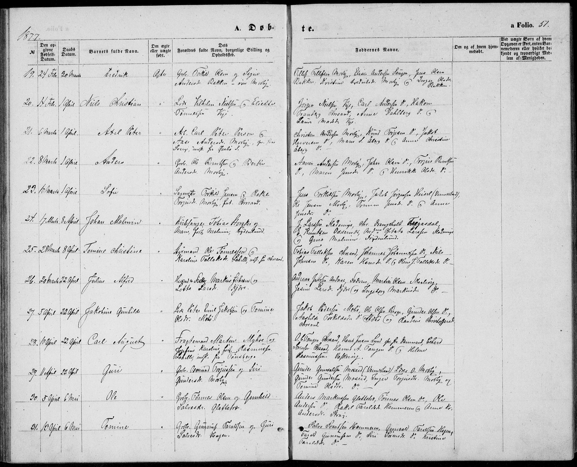 Oddernes sokneprestkontor, AV/SAK-1111-0033/F/Fb/Fba/L0007: Klokkerbok nr. B 7, 1869-1887, s. 51