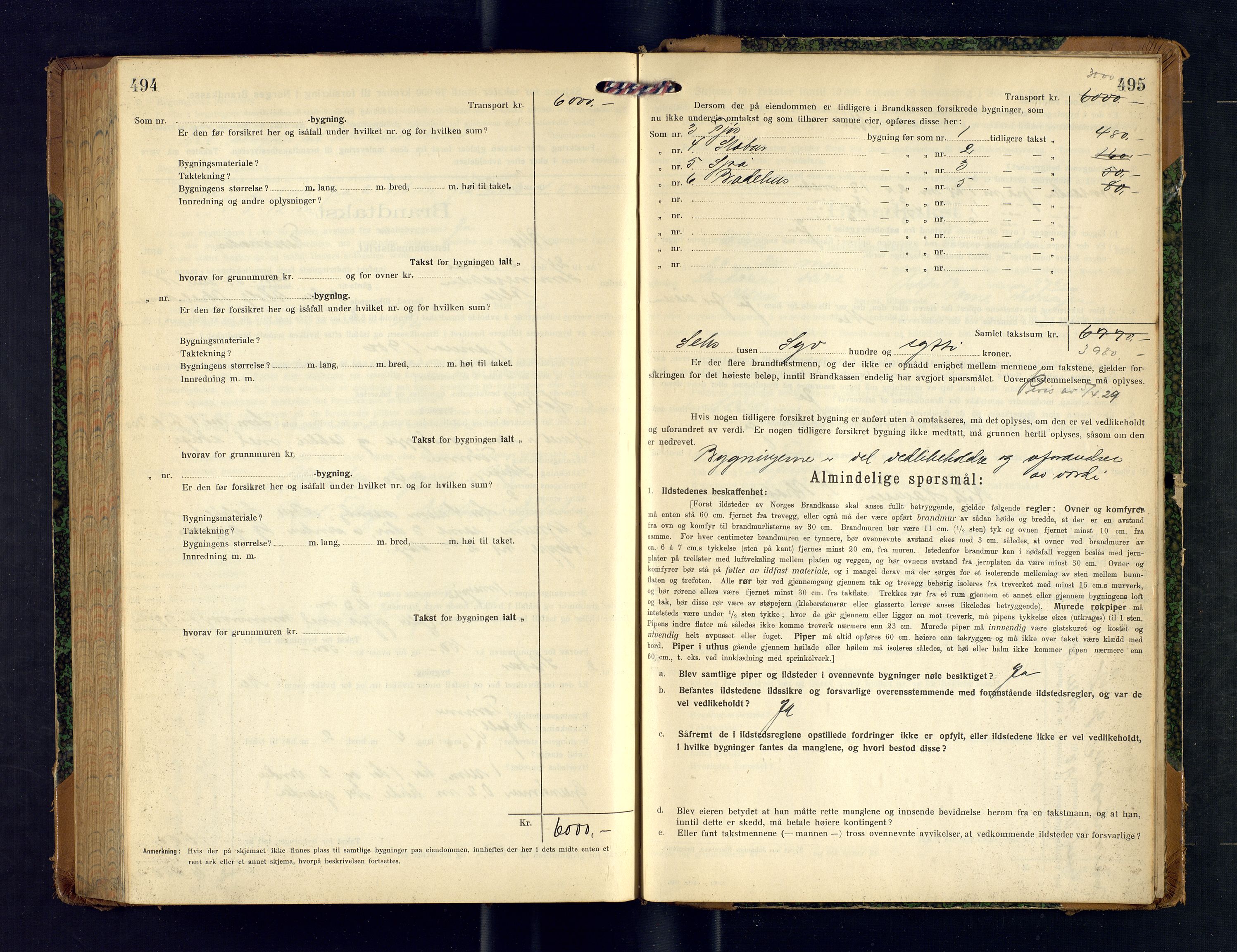 Alta lensmannskontor, AV/SATØ-S-1165/O/Ob/L0174: Branntakstprotokoll, 1921-1924, s. 494-495