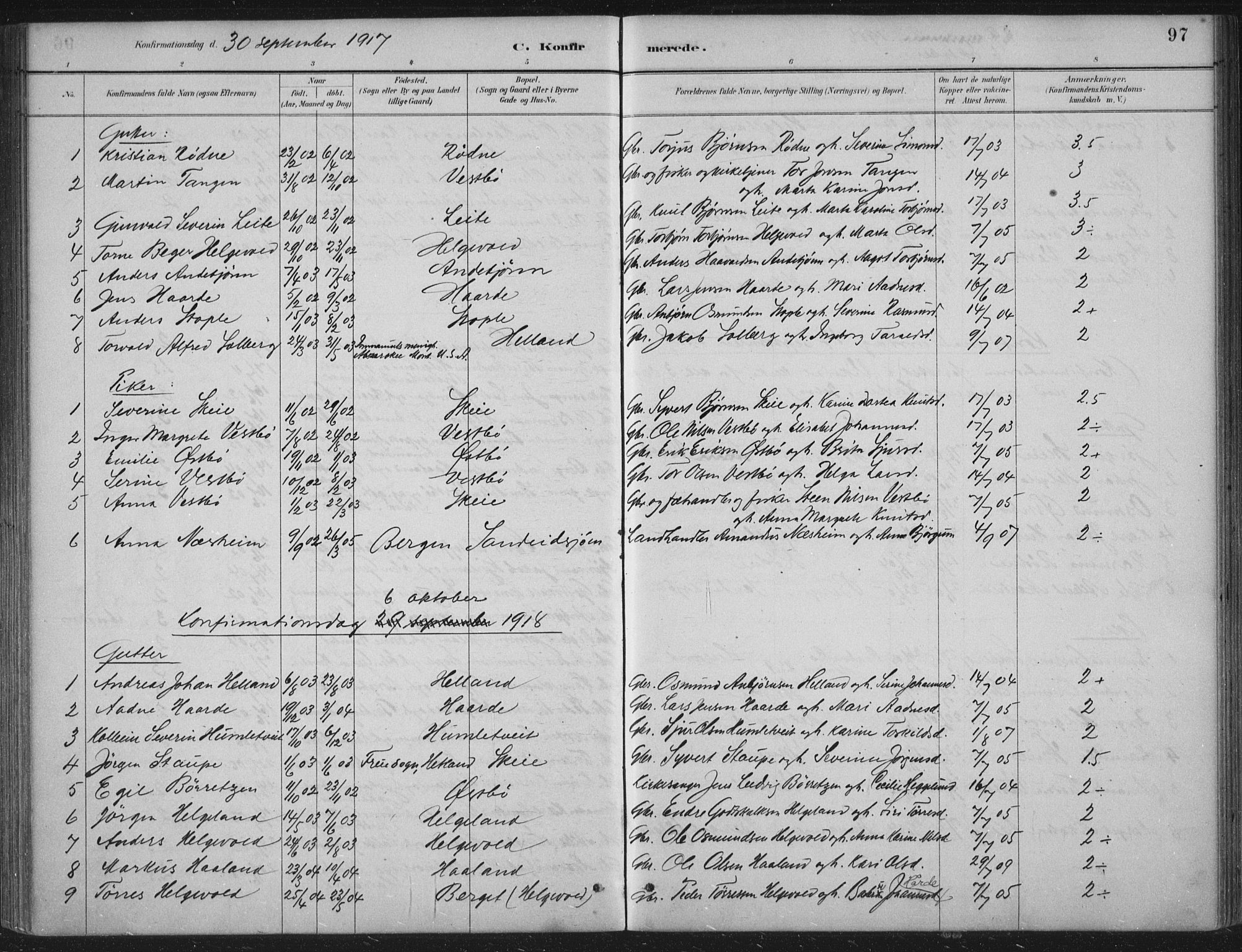 Vikedal sokneprestkontor, AV/SAST-A-101840/01/IV: Ministerialbok nr. A 11, 1884-1933, s. 97