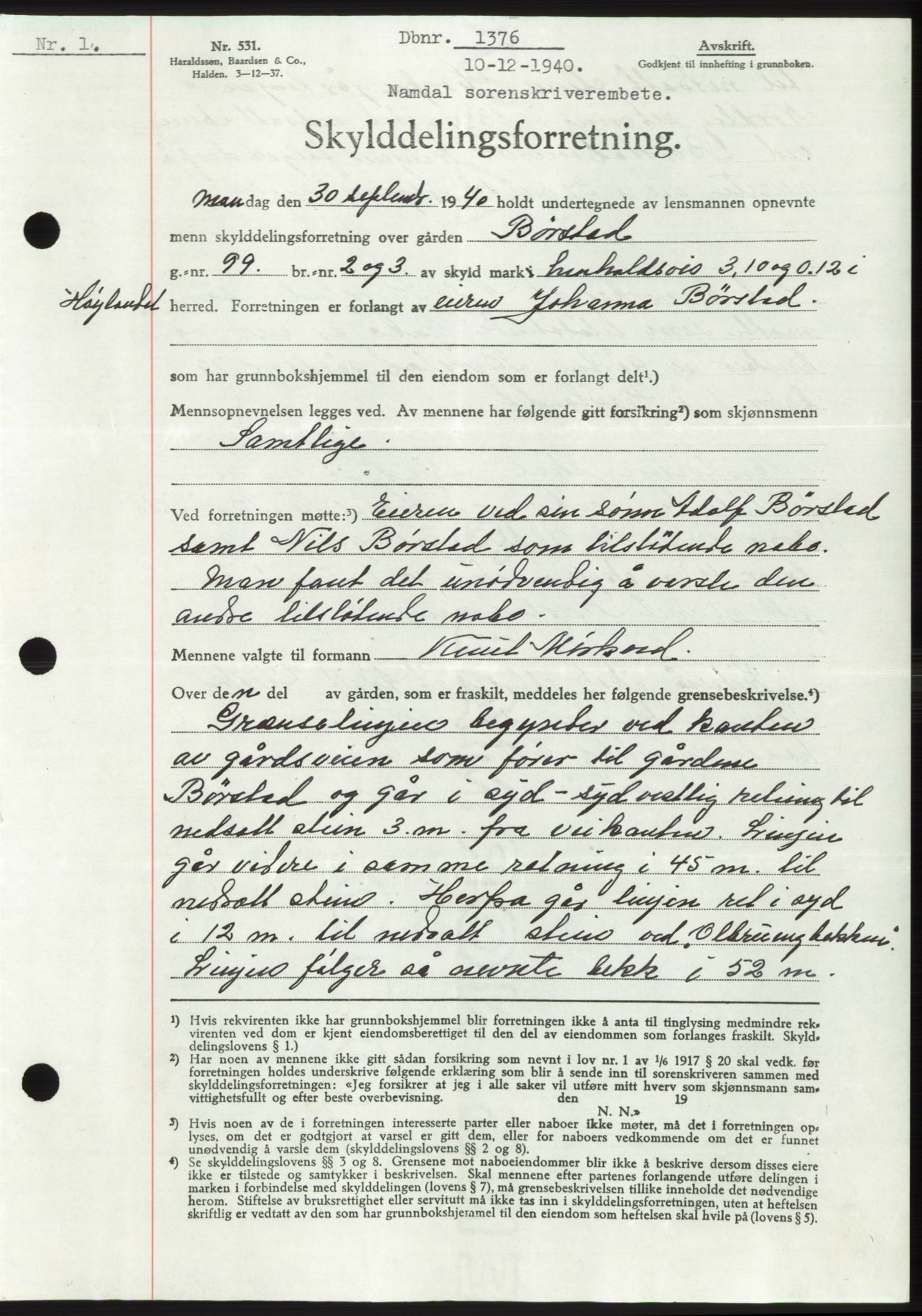 Namdal sorenskriveri, SAT/A-4133/1/2/2C: Pantebok nr. -, 1940-1941, Tingl.dato: 10.12.1940
