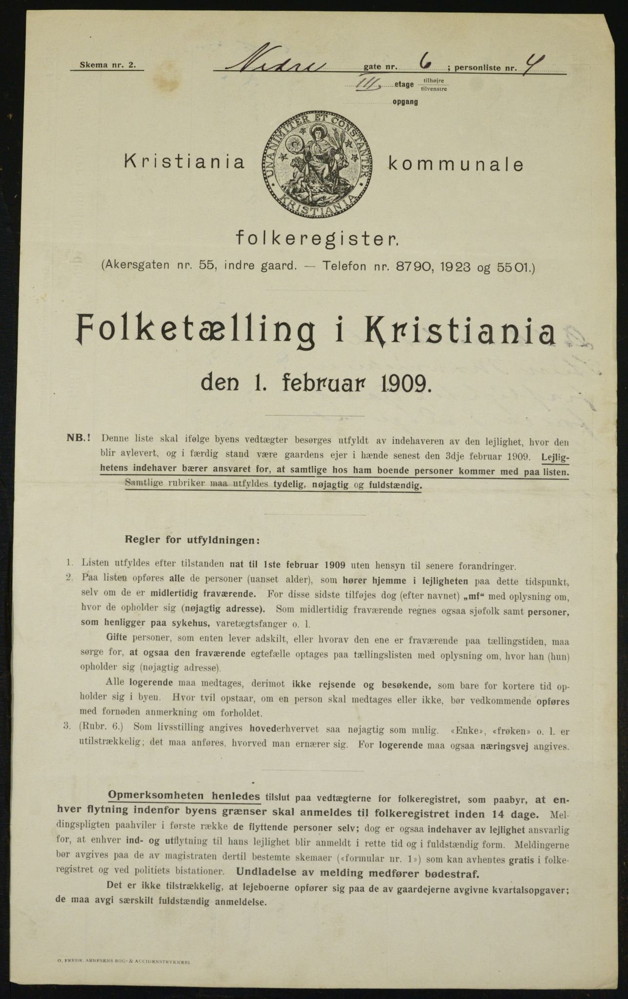 OBA, Kommunal folketelling 1.2.1909 for Kristiania kjøpstad, 1909, s. 62710