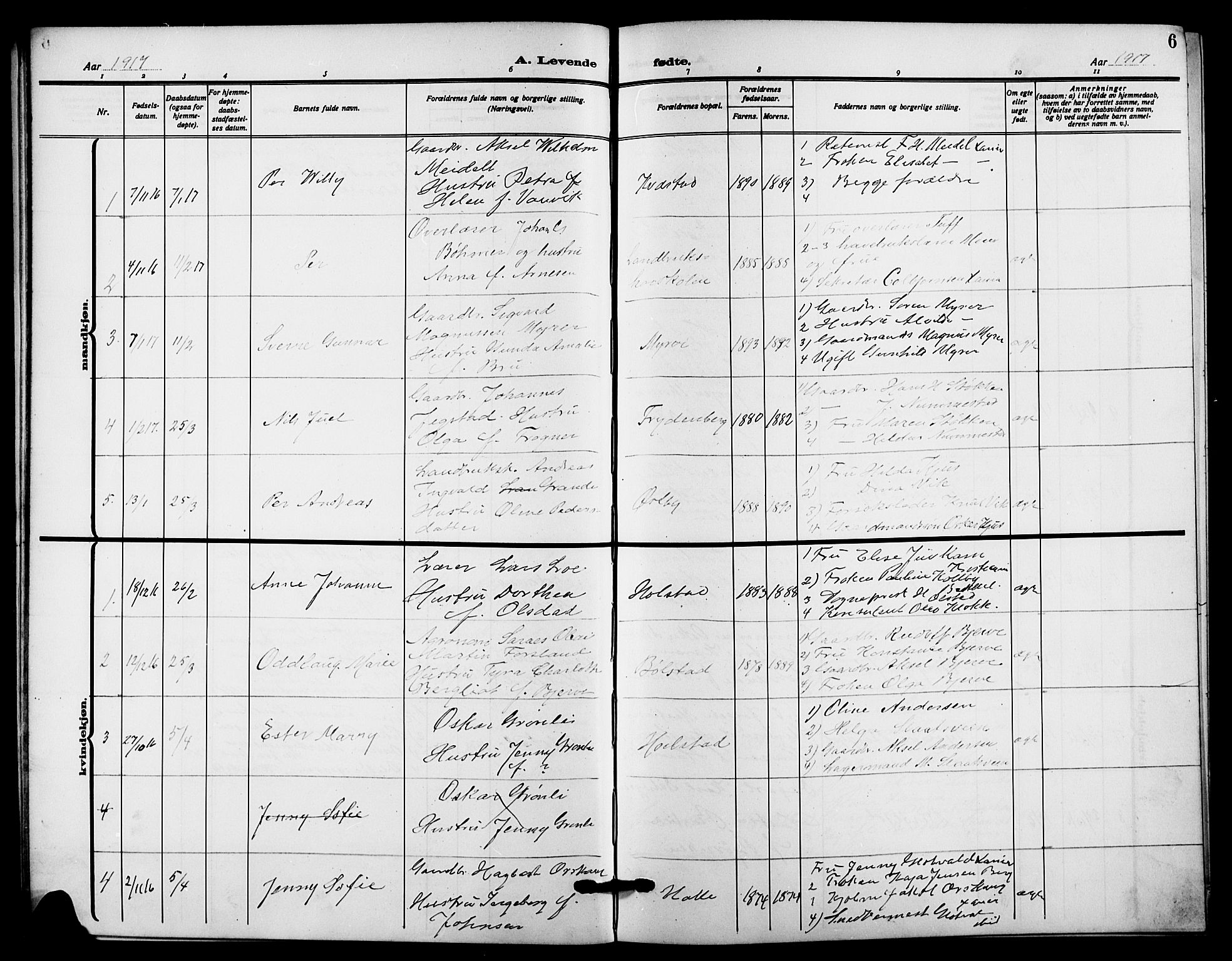 Ås prestekontor Kirkebøker, AV/SAO-A-10894/G/Ga/L0005: Klokkerbok nr. I 5, 1916-1924, s. 6