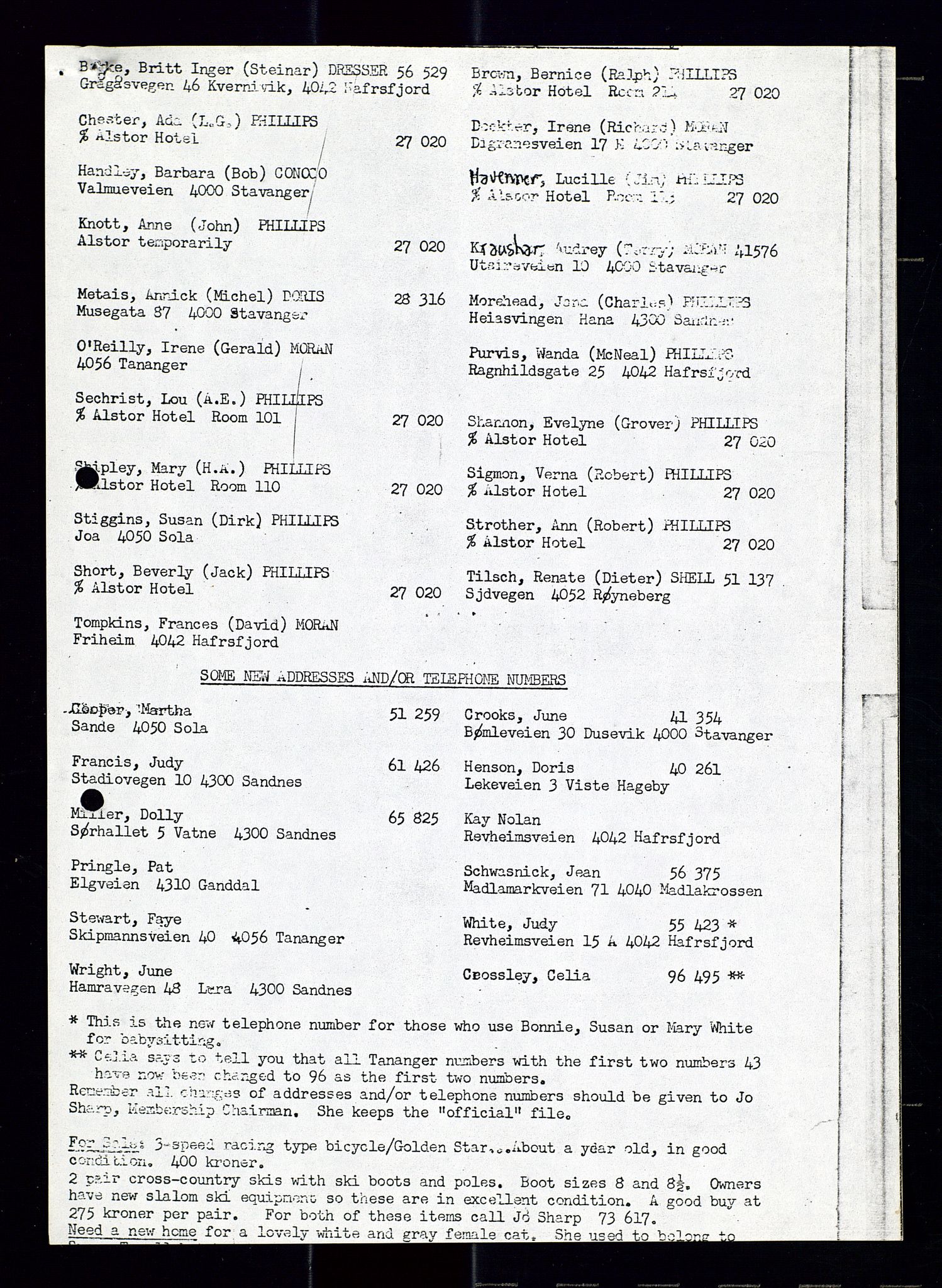 PA 1547 - Petroleum Wives Club, AV/SAST-A-101974/X/Xa/L0001: Newsletters (1971-1978)/radiointervjuer på kasett (1989-1992), 1970-1978