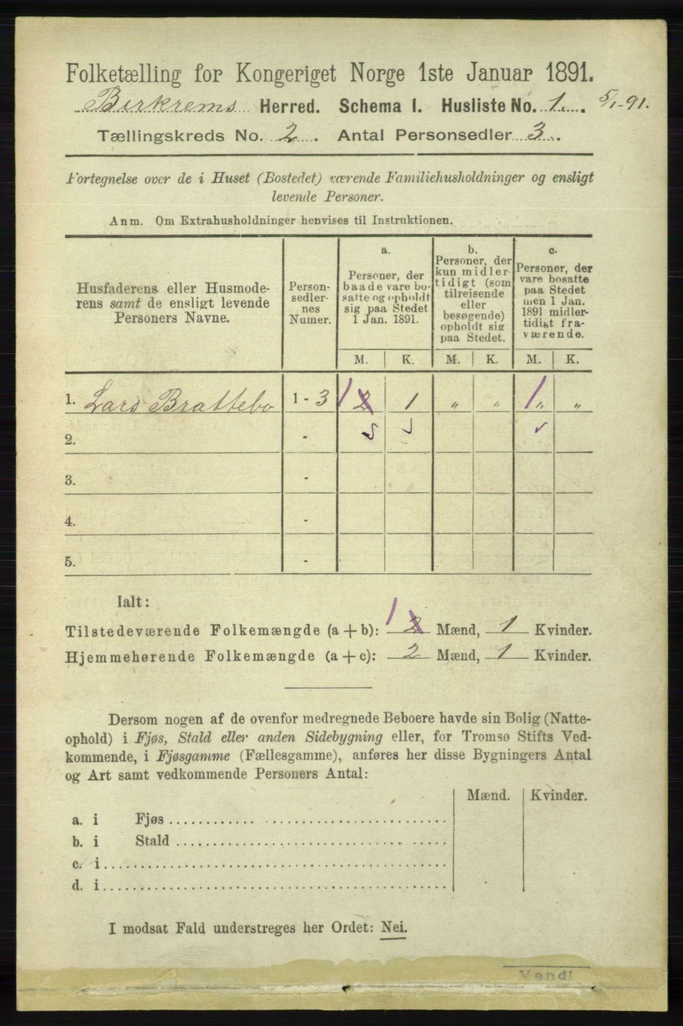 RA, Folketelling 1891 for 1114 Bjerkreim herred, 1891, s. 521