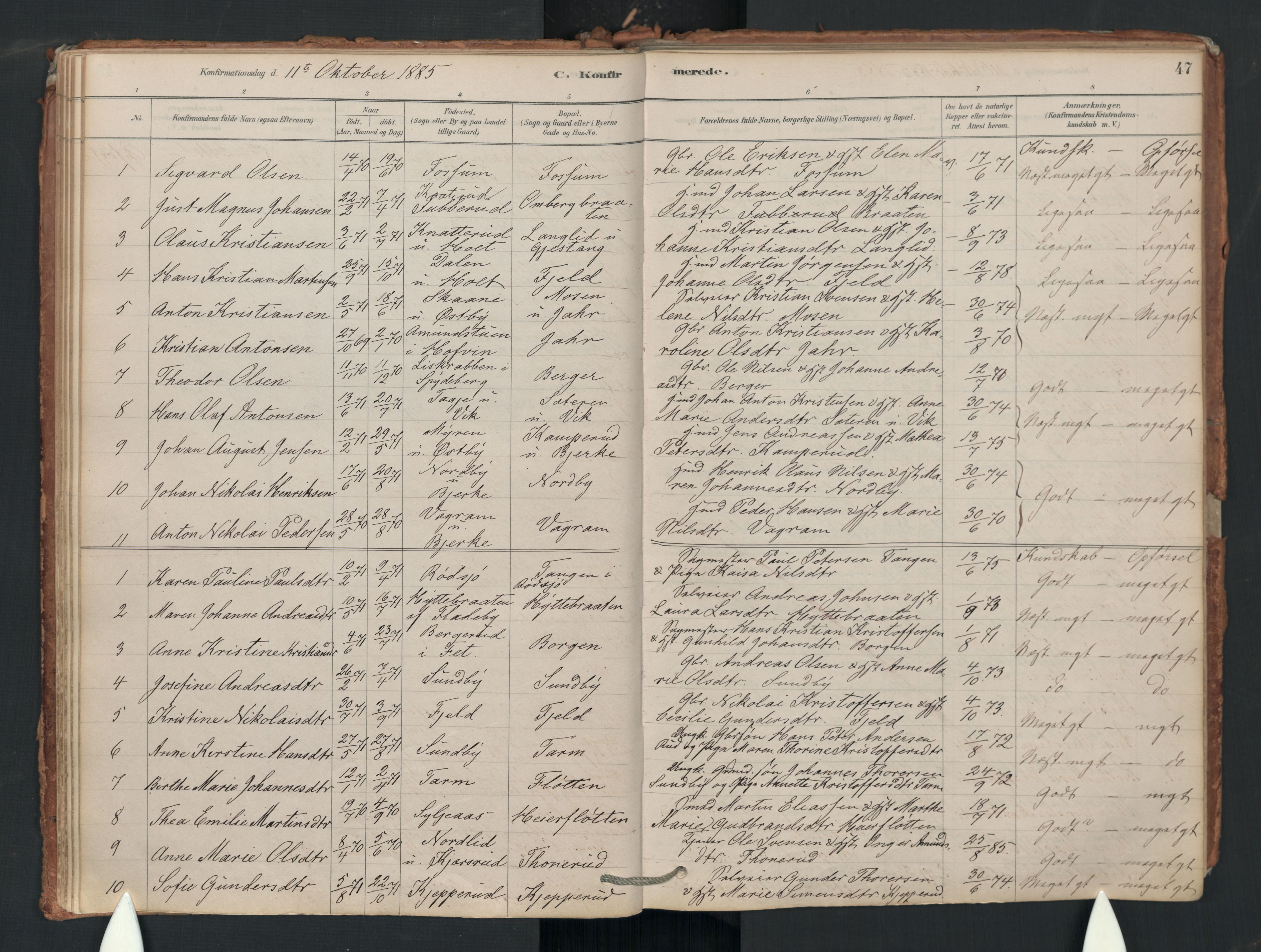 Enebakk prestekontor Kirkebøker, AV/SAO-A-10171c/F/Fa/L0018: Ministerialbok nr. I 18, 1877-1930, s. 47
