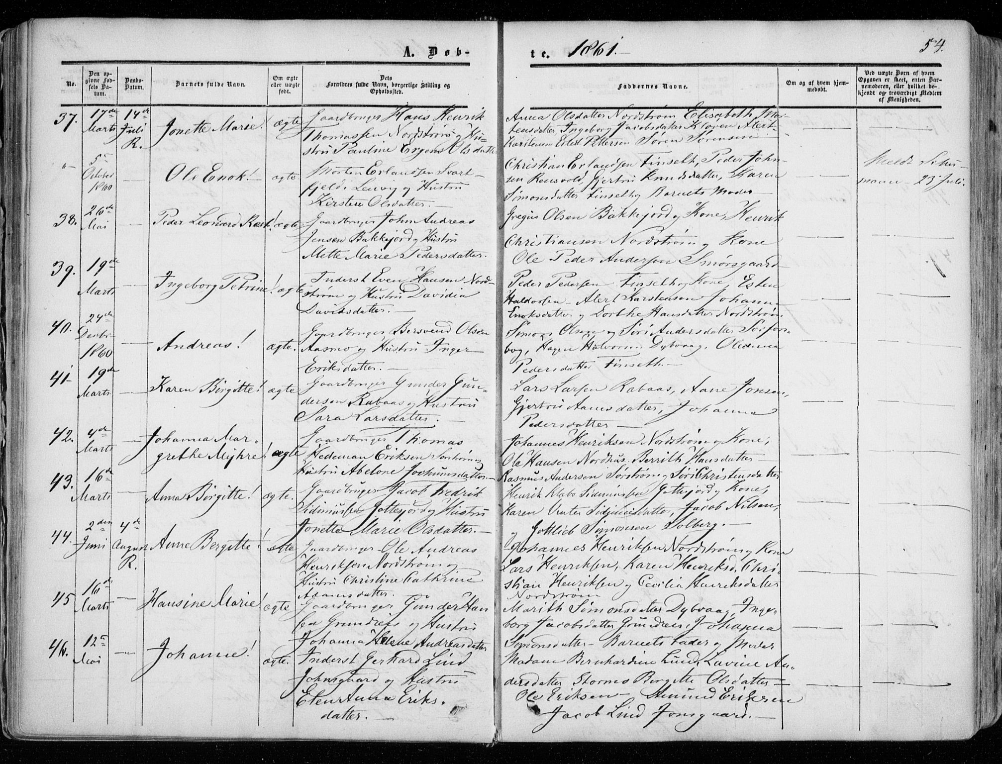 Tranøy sokneprestkontor, AV/SATØ-S-1313/I/Ia/Iaa/L0007kirke: Ministerialbok nr. 7, 1856-1866, s. 54