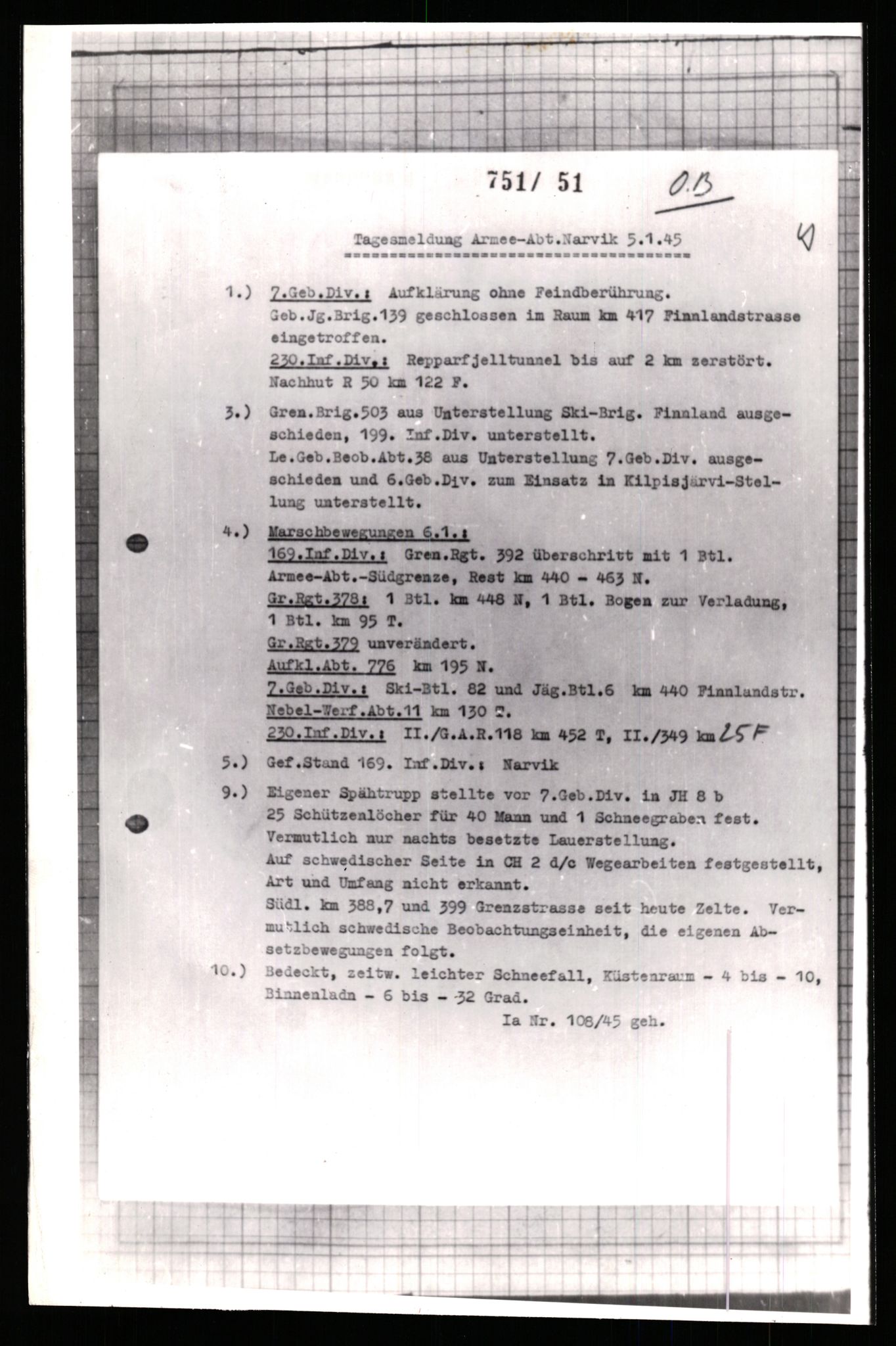 Forsvarets Overkommando. 2 kontor. Arkiv 11.4. Spredte tyske arkivsaker, AV/RA-RAFA-7031/D/Dar/Dara/L0006: Krigsdagbøker for 20. Gebirgs-Armee-Oberkommando (AOK 20), 1945, s. 128