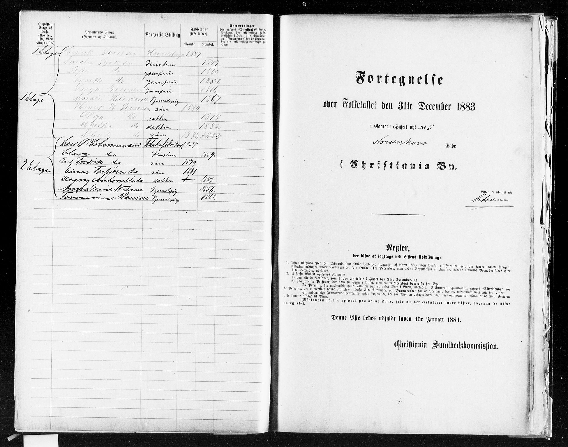 OBA, Kommunal folketelling 31.12.1883 for Kristiania kjøpstad, 1883, s. 3043