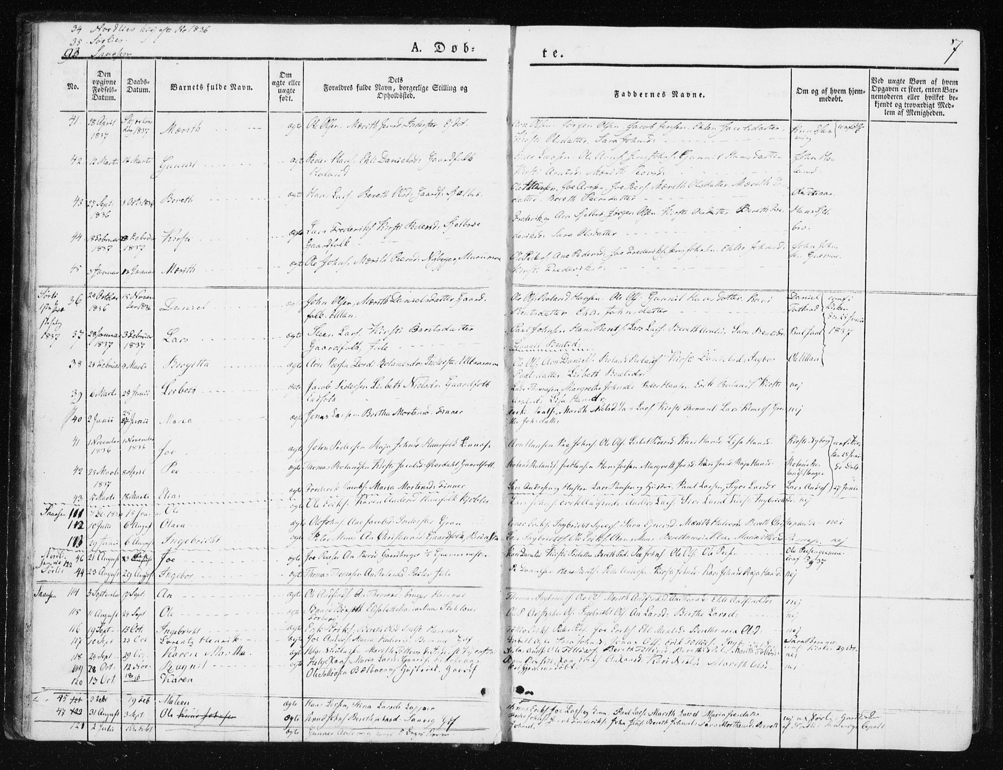 Ministerialprotokoller, klokkerbøker og fødselsregistre - Nord-Trøndelag, SAT/A-1458/749/L0470: Ministerialbok nr. 749A04, 1834-1853, s. 7