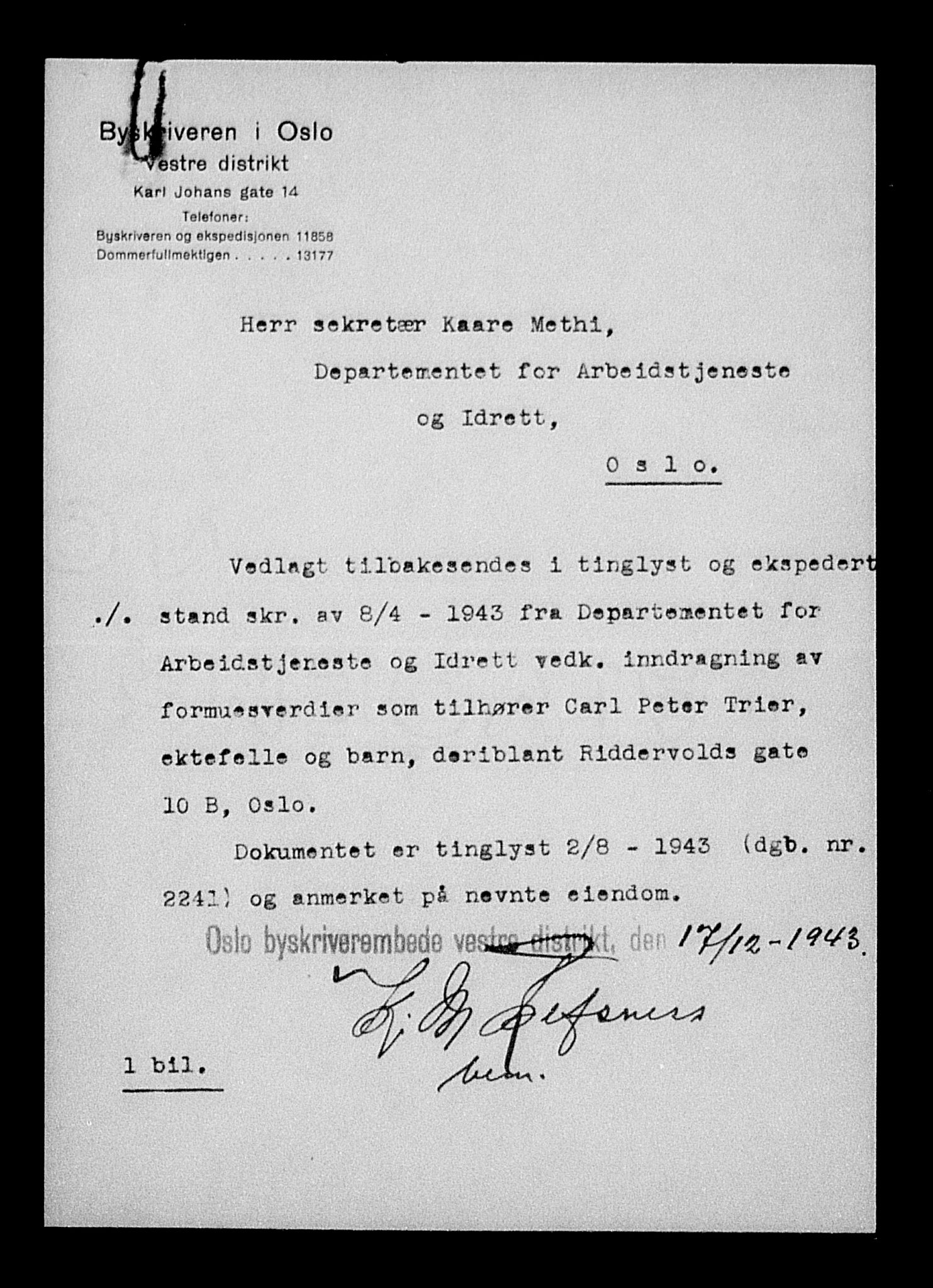 Justisdepartementet, Tilbakeføringskontoret for inndratte formuer, AV/RA-S-1564/H/Hc/Hcc/L0984: --, 1945-1947, s. 401