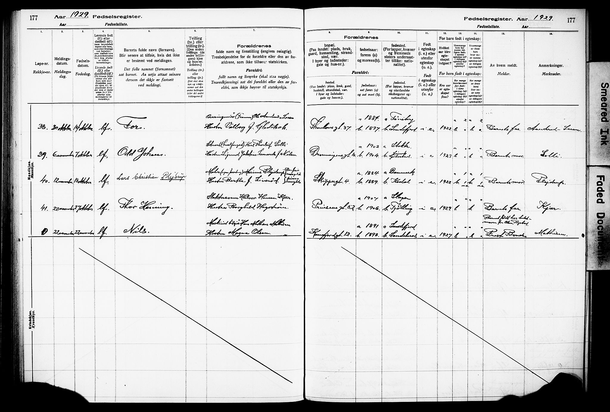 Sandefjord kirkebøker, AV/SAKO-A-315/J/Ja/L0001: Fødselsregister nr. 1, 1916-1932, s. 177