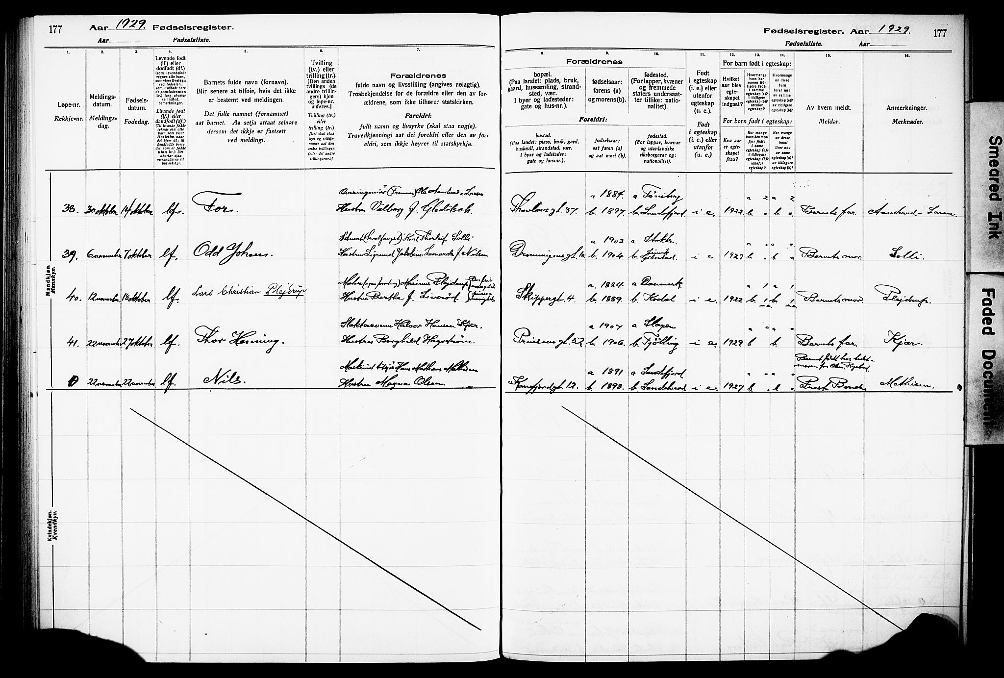 Sandefjord kirkebøker, SAKO/A-315/J/Ja/L0001: Fødselsregister nr. 1, 1916-1932, s. 177