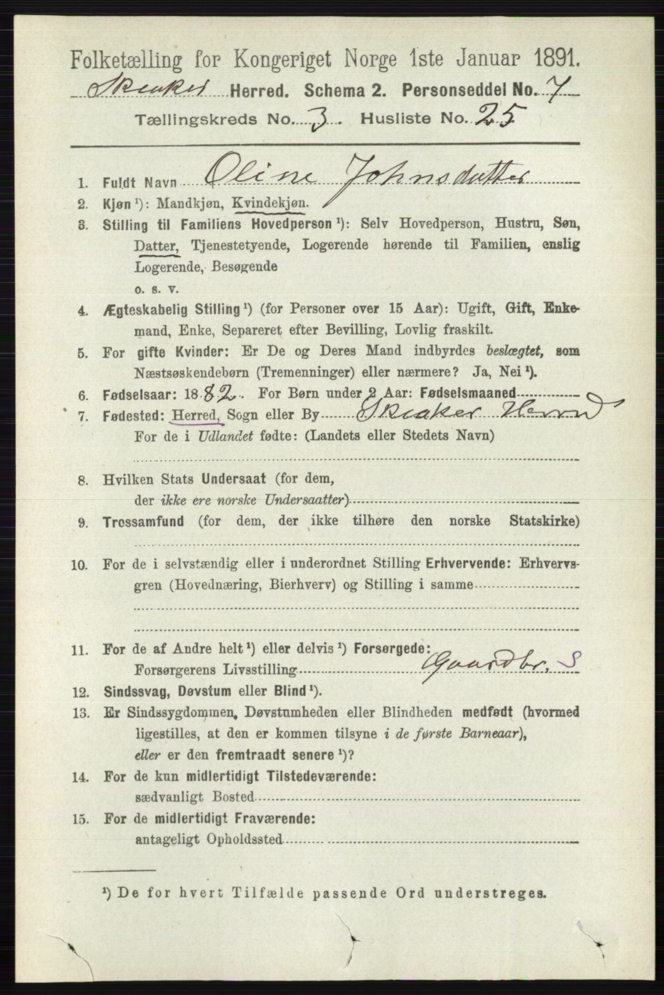 RA, Folketelling 1891 for 0513 Skjåk herred, 1891, s. 1091