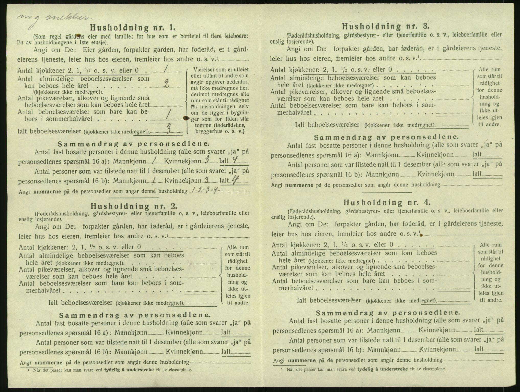 SAK, Folketelling 1920 for 0923 Fjære herred, 1920, s. 1194