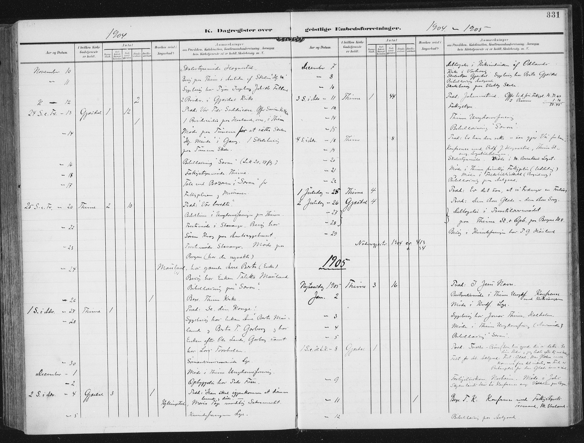 Lye sokneprestkontor, SAST/A-101794/002/A/L0001: Ministerialbok nr. A 12, 1904-1920, s. 331