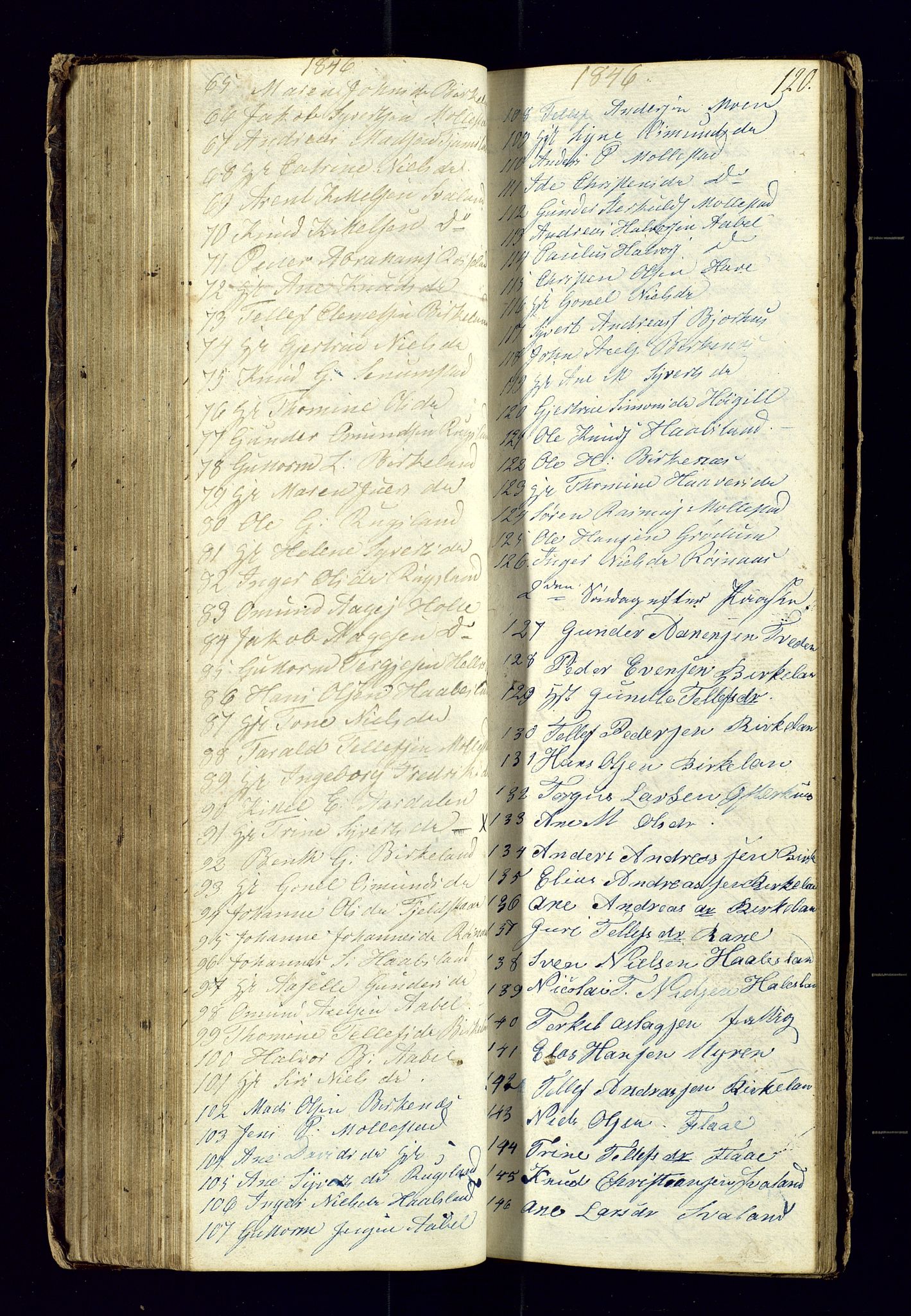 Birkenes sokneprestkontor, SAK/1111-0004/F/Fc/L0002: Kommunikantprotokoll nr. C-2, 1839-1849, s. 120