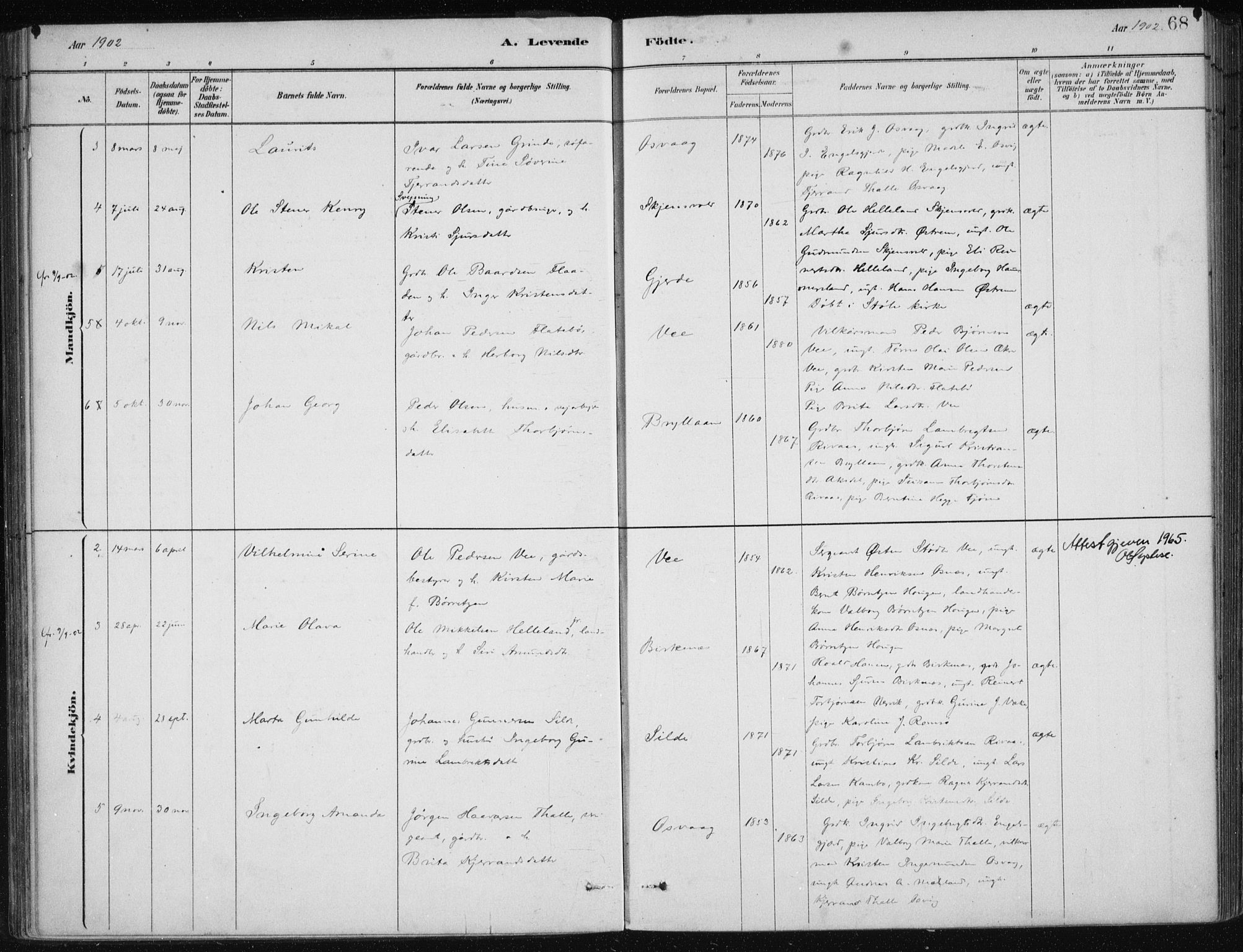 Etne sokneprestembete, SAB/A-75001/H/Haa: Ministerialbok nr. C  1, 1879-1919, s. 68