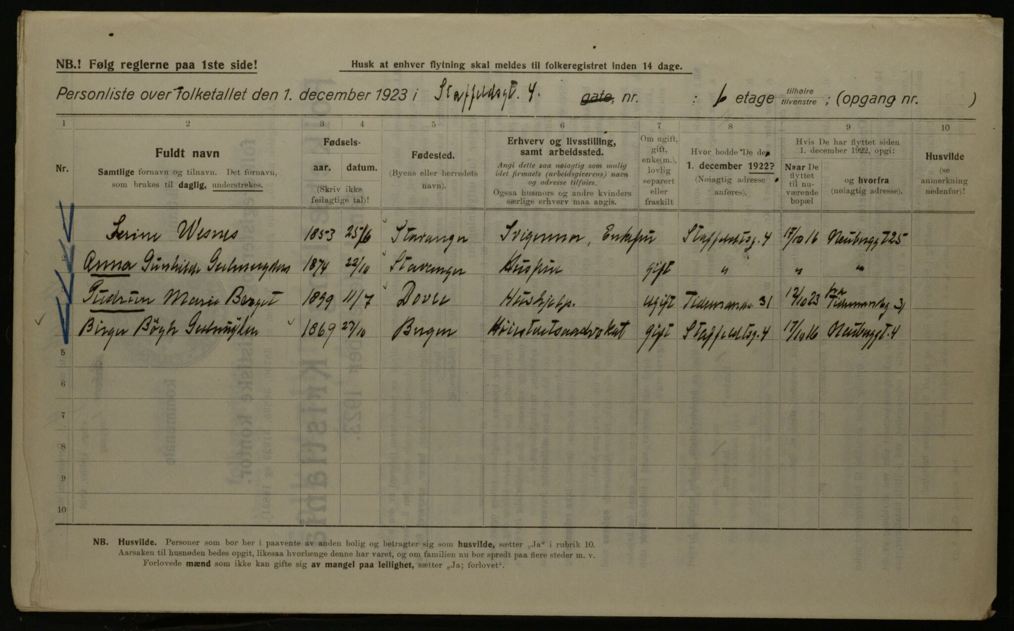 OBA, Kommunal folketelling 1.12.1923 for Kristiania, 1923, s. 111151