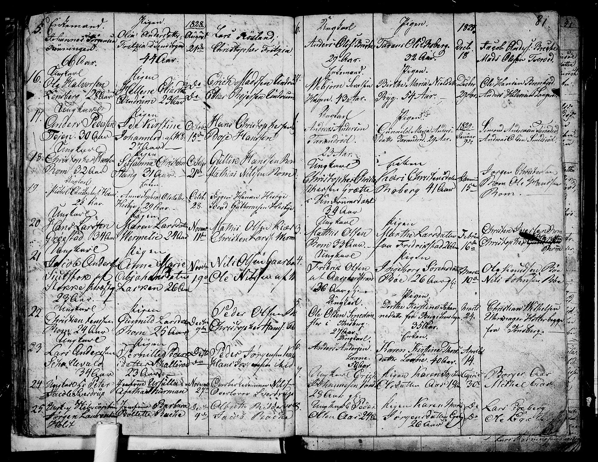 Sem kirkebøker, AV/SAKO-A-5/G/Ga/L0002: Klokkerbok nr. I 2, 1826-1844, s. 80-81