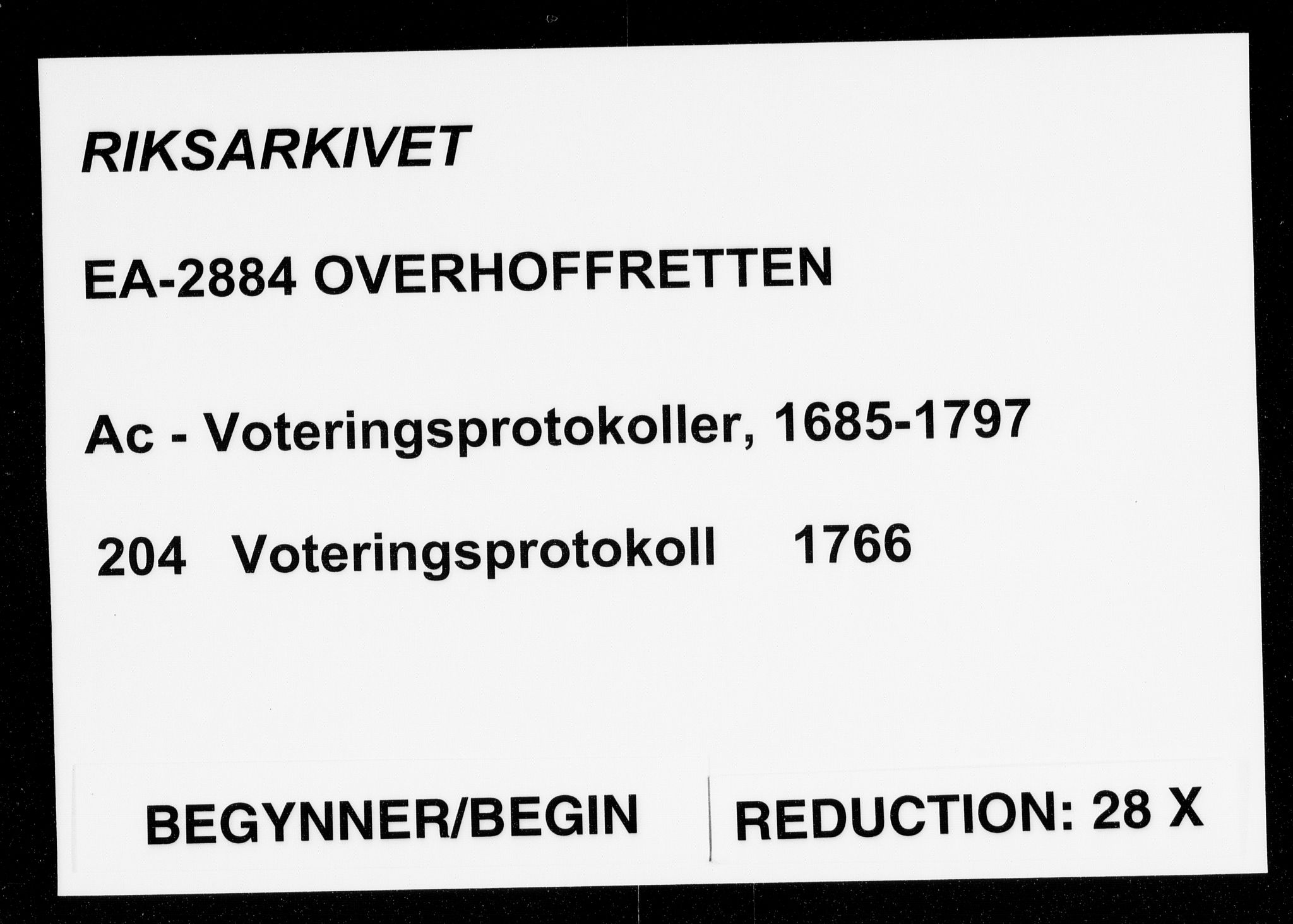Overhoffretten 1667-1797, RA/EA-2884/Ac/L0204: Voteringsprotokoll, 1766