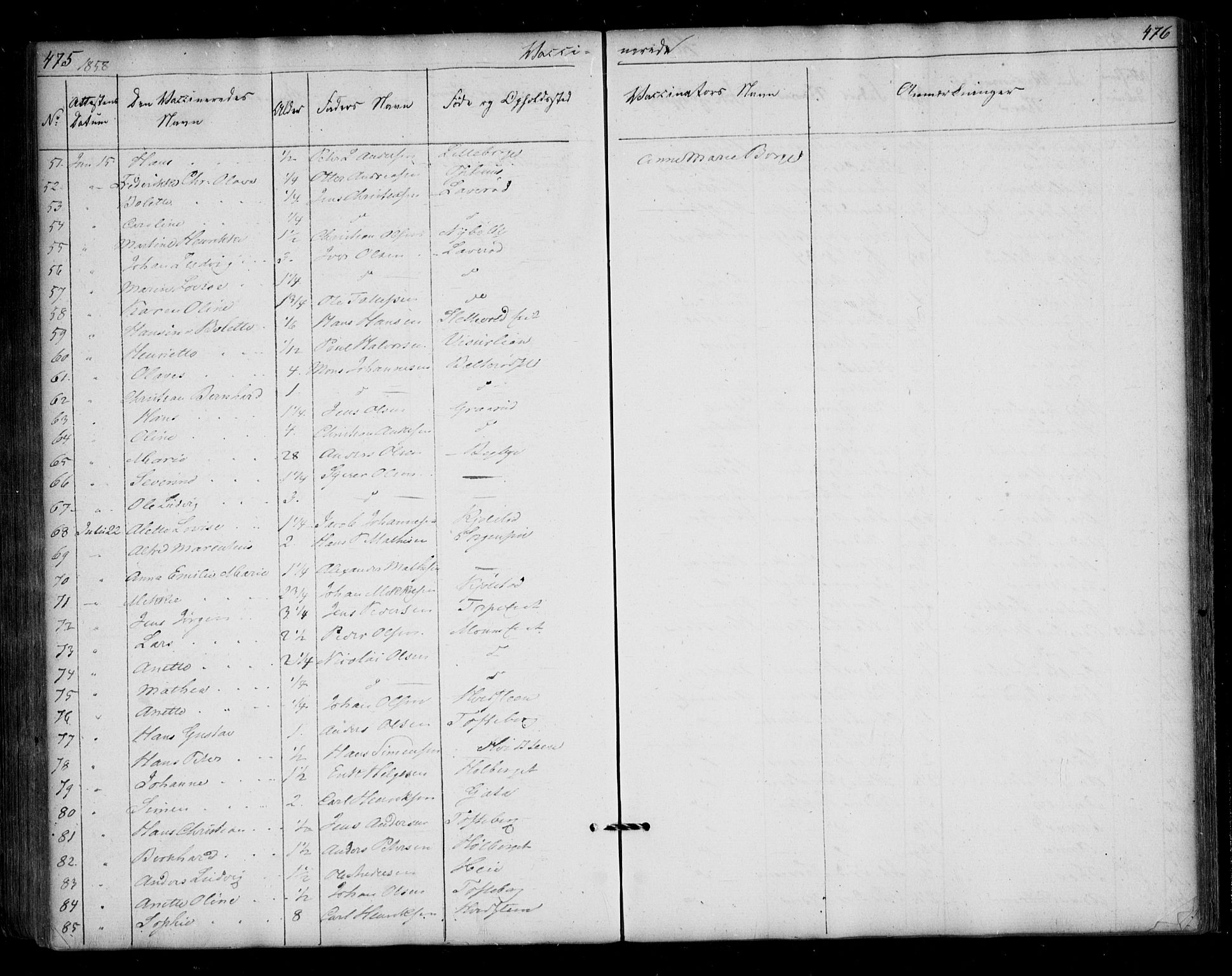 Borge prestekontor Kirkebøker, AV/SAO-A-10903/F/Fa/L0005: Ministerialbok nr. I 5, 1848-1860, s. 475-476