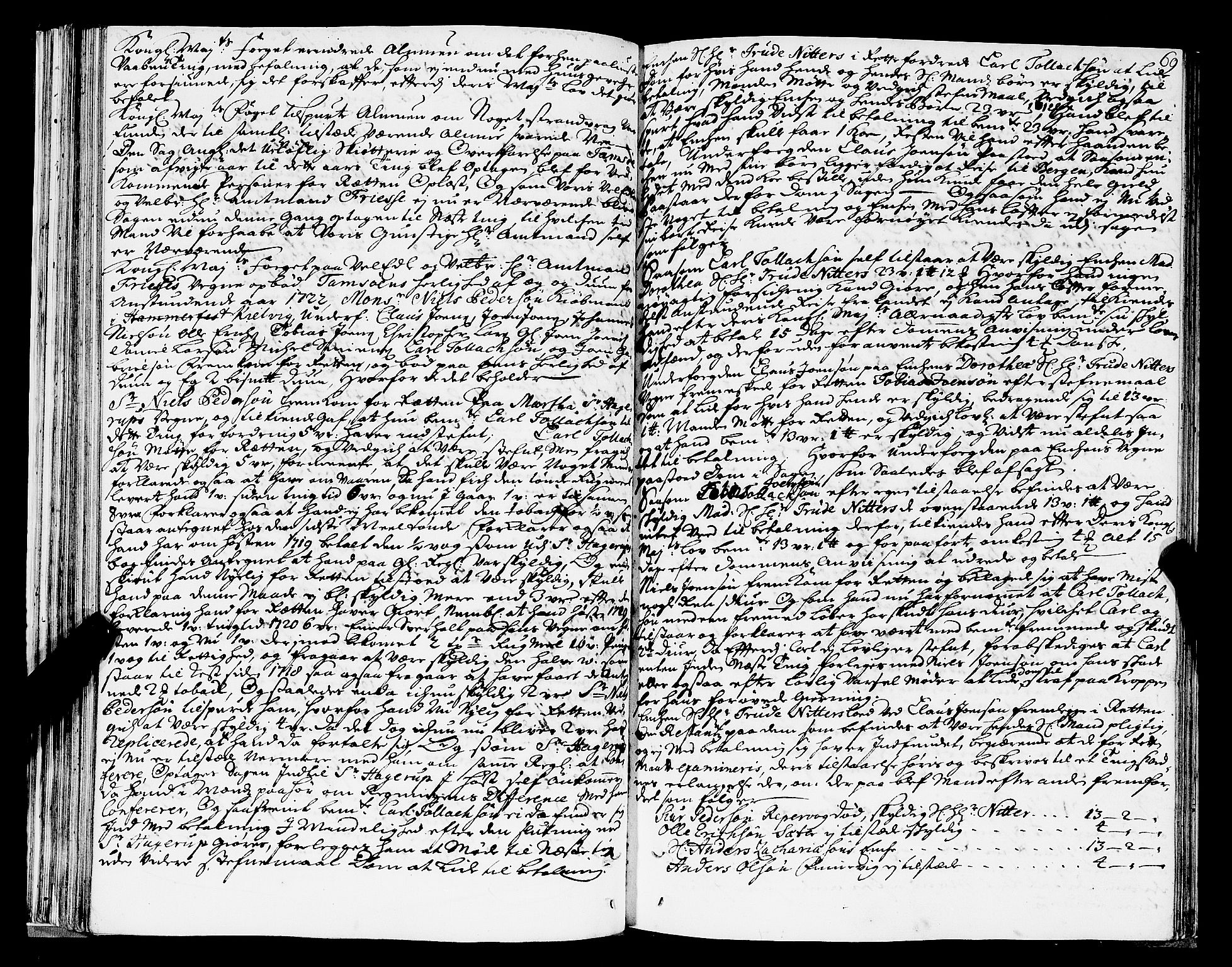 Finnmark sorenskriveri, AV/SATØ-S-0053/F/Fa/L0036: Justisprotokoller, 1719-1722, s. 68b-69a