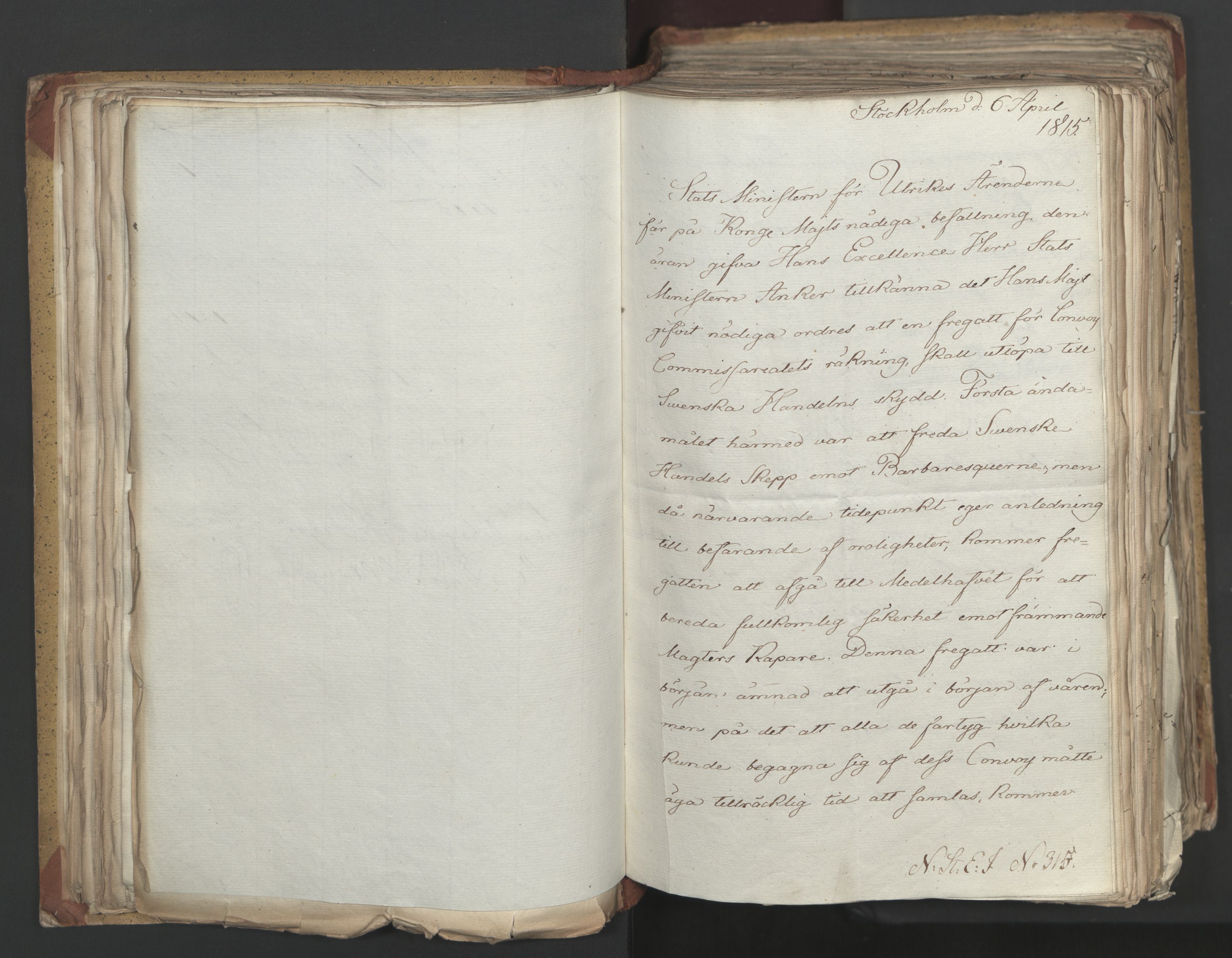 Statsrådsavdelingen i Stockholm, AV/RA-S-1003/D/Da/L0002: Regjeringsinnstillinger nr. 263-518, 1815, s. 107