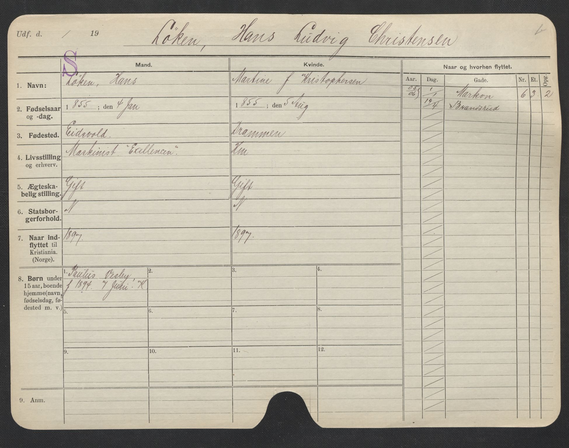 Oslo folkeregister, Registerkort, AV/SAO-A-11715/F/Fa/Fac/L0007: Menn, 1906-1914, s. 374a