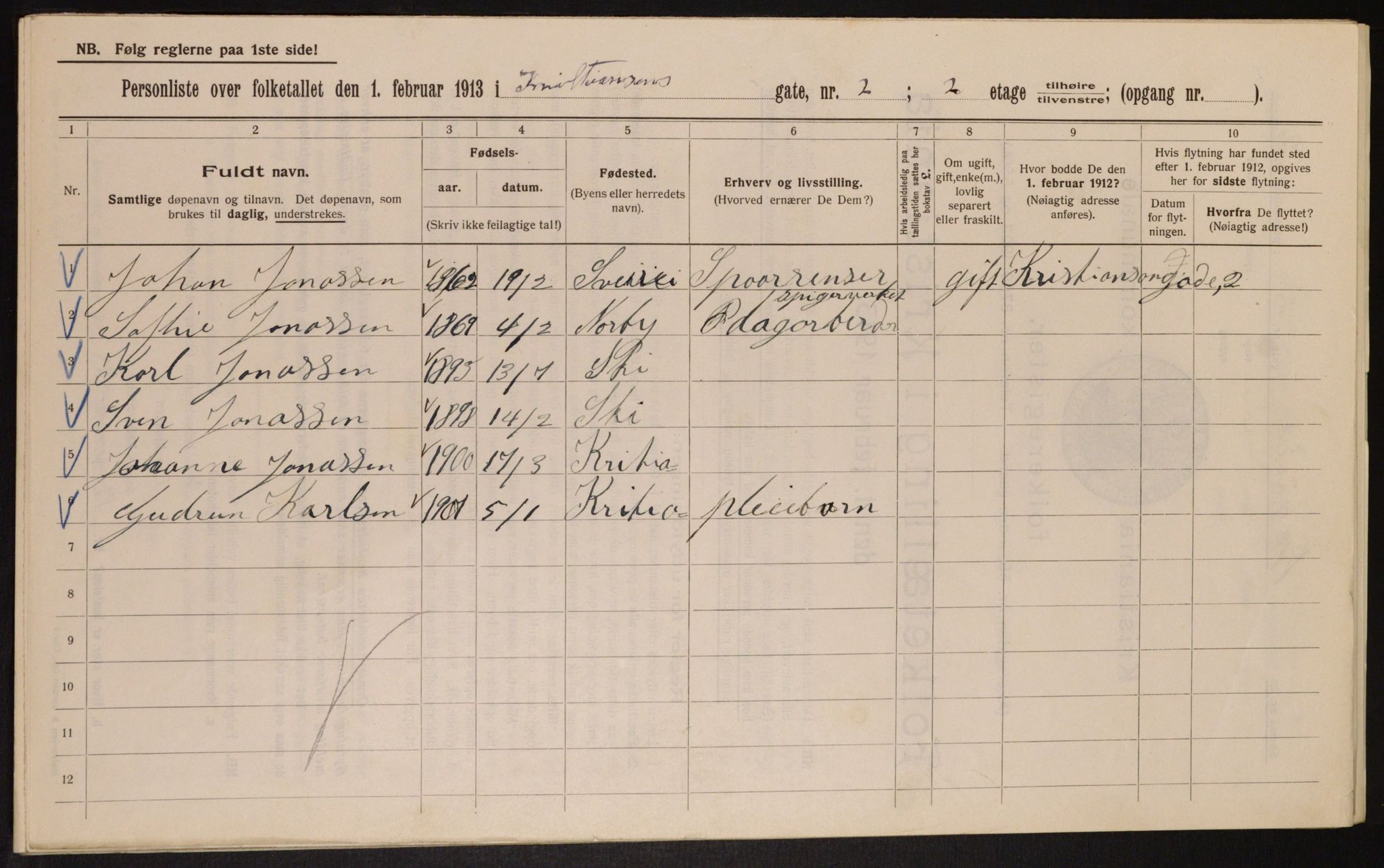 OBA, Kommunal folketelling 1.2.1913 for Kristiania, 1913, s. 53944