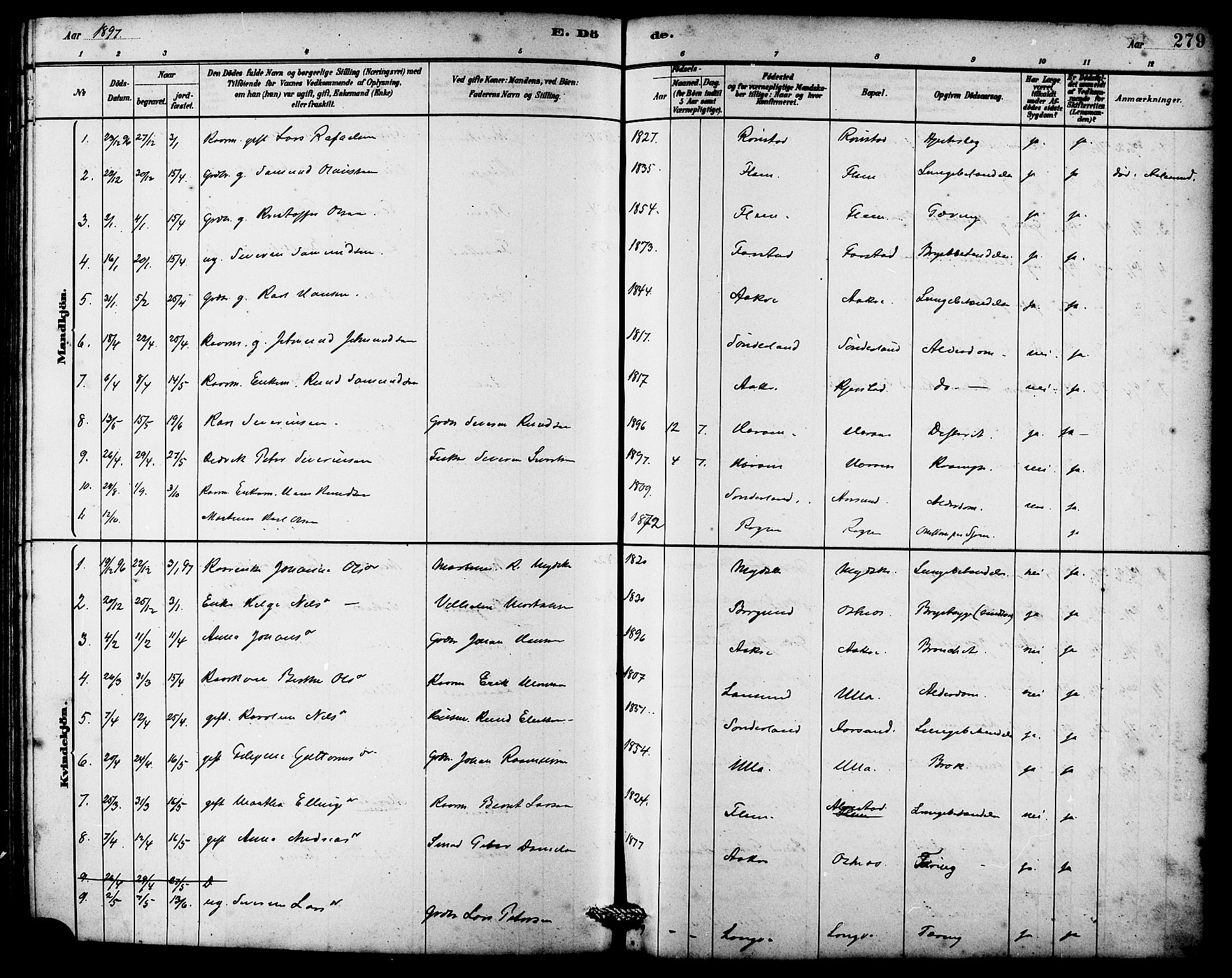 Ministerialprotokoller, klokkerbøker og fødselsregistre - Møre og Romsdal, SAT/A-1454/536/L0510: Klokkerbok nr. 536C05, 1881-1898, s. 279