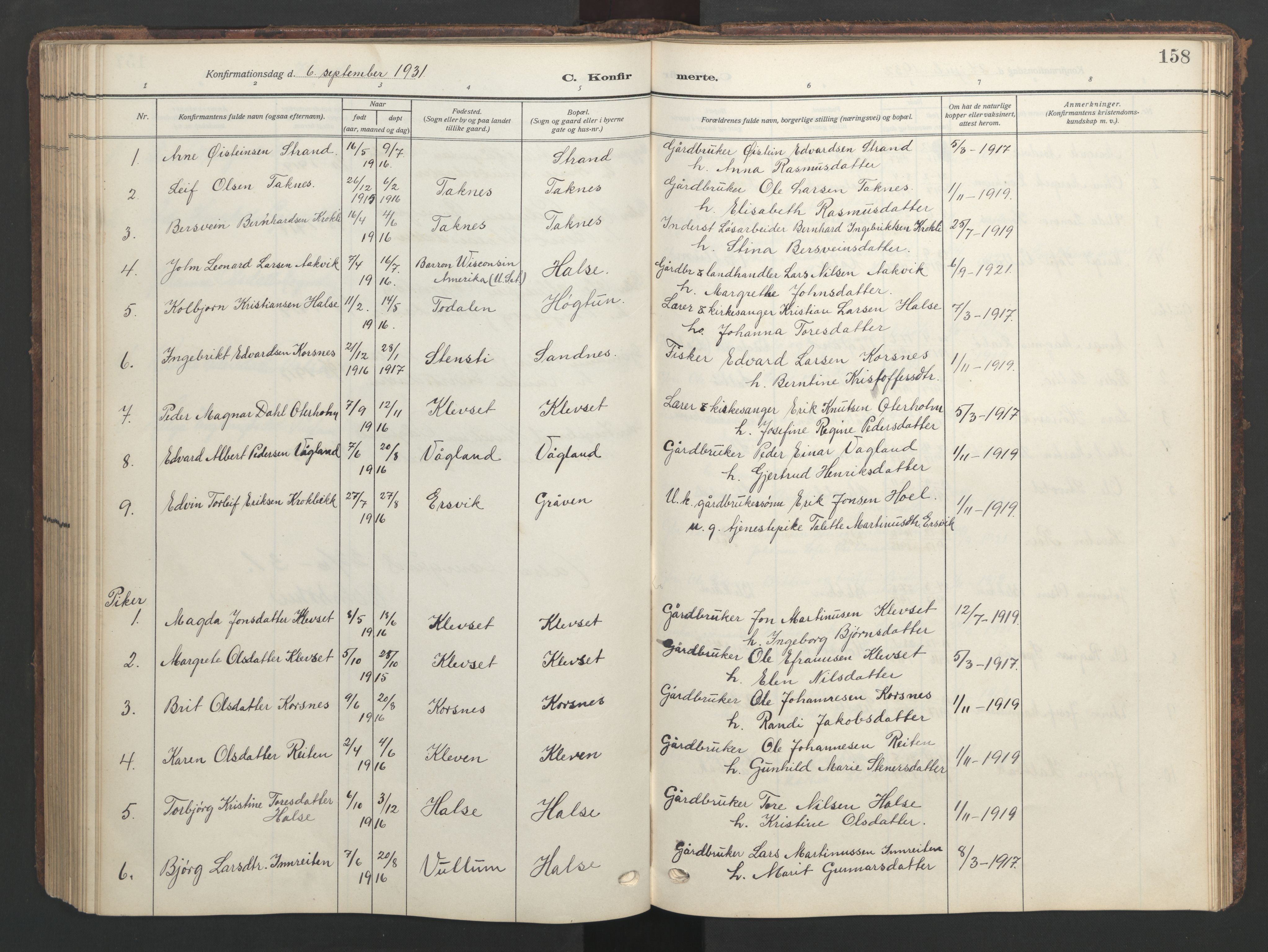 Ministerialprotokoller, klokkerbøker og fødselsregistre - Møre og Romsdal, AV/SAT-A-1454/576/L0891: Klokkerbok nr. 576C02, 1909-1946, s. 158