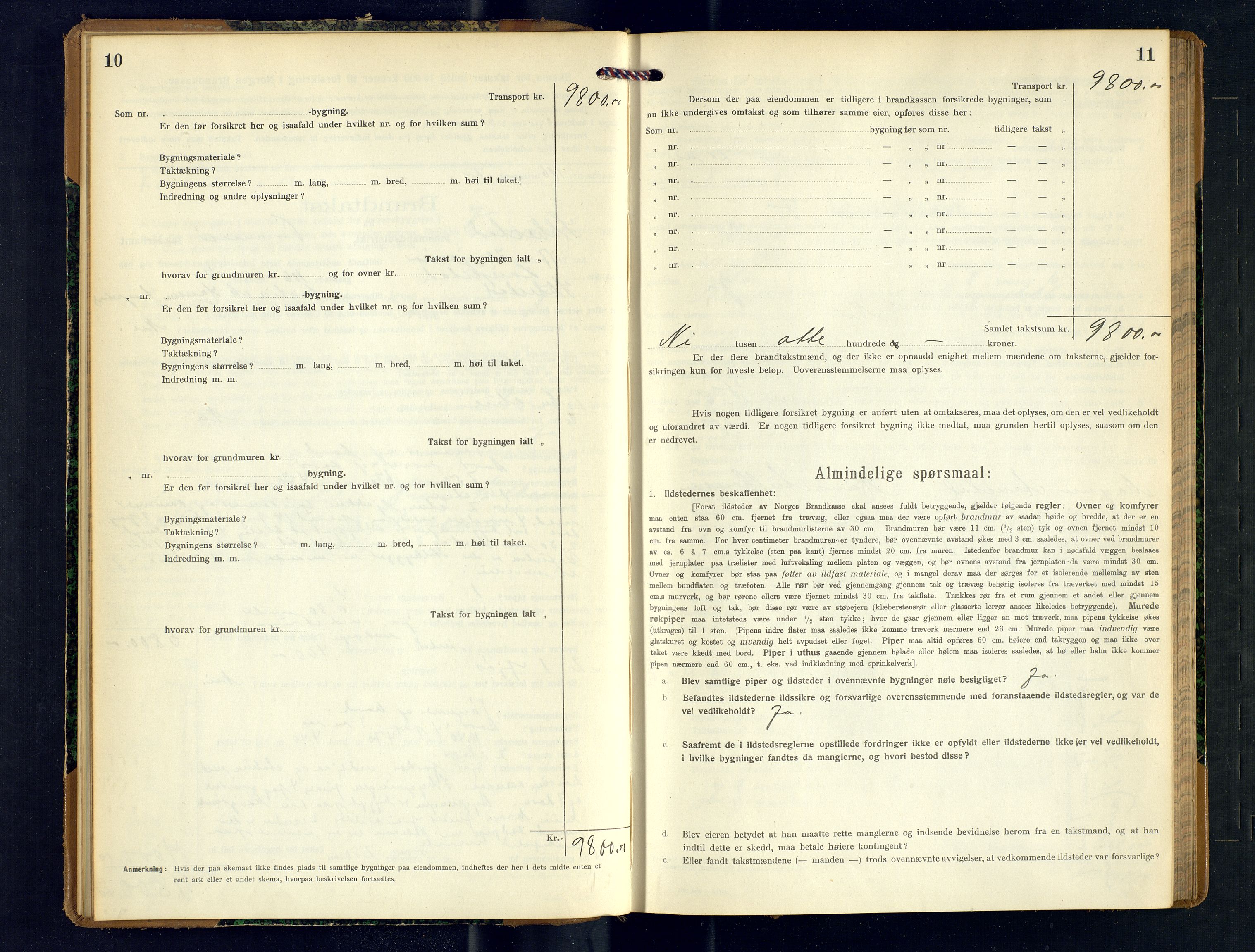 Ibestad lensmannskontor, AV/SATØ-S-1499/F/Fv/Fvh/L0276: Branntakstprotokoller, 1917-1918, s. 10-11