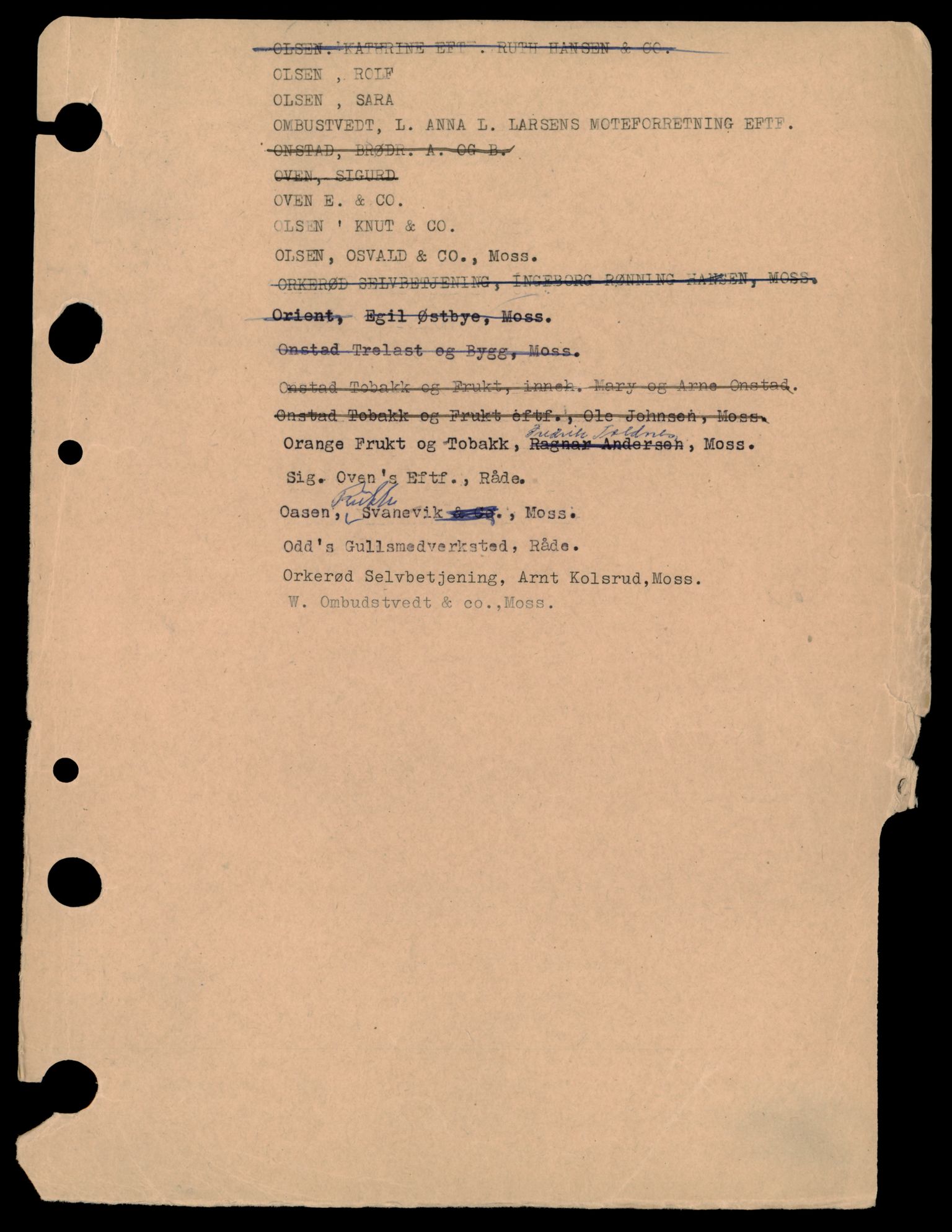 Moss tingrett, SAT/A-10063/K/Kc/Kca/L0007: Enkeltmannsforetak, Ols - Sig, 1944-1990, s. 1