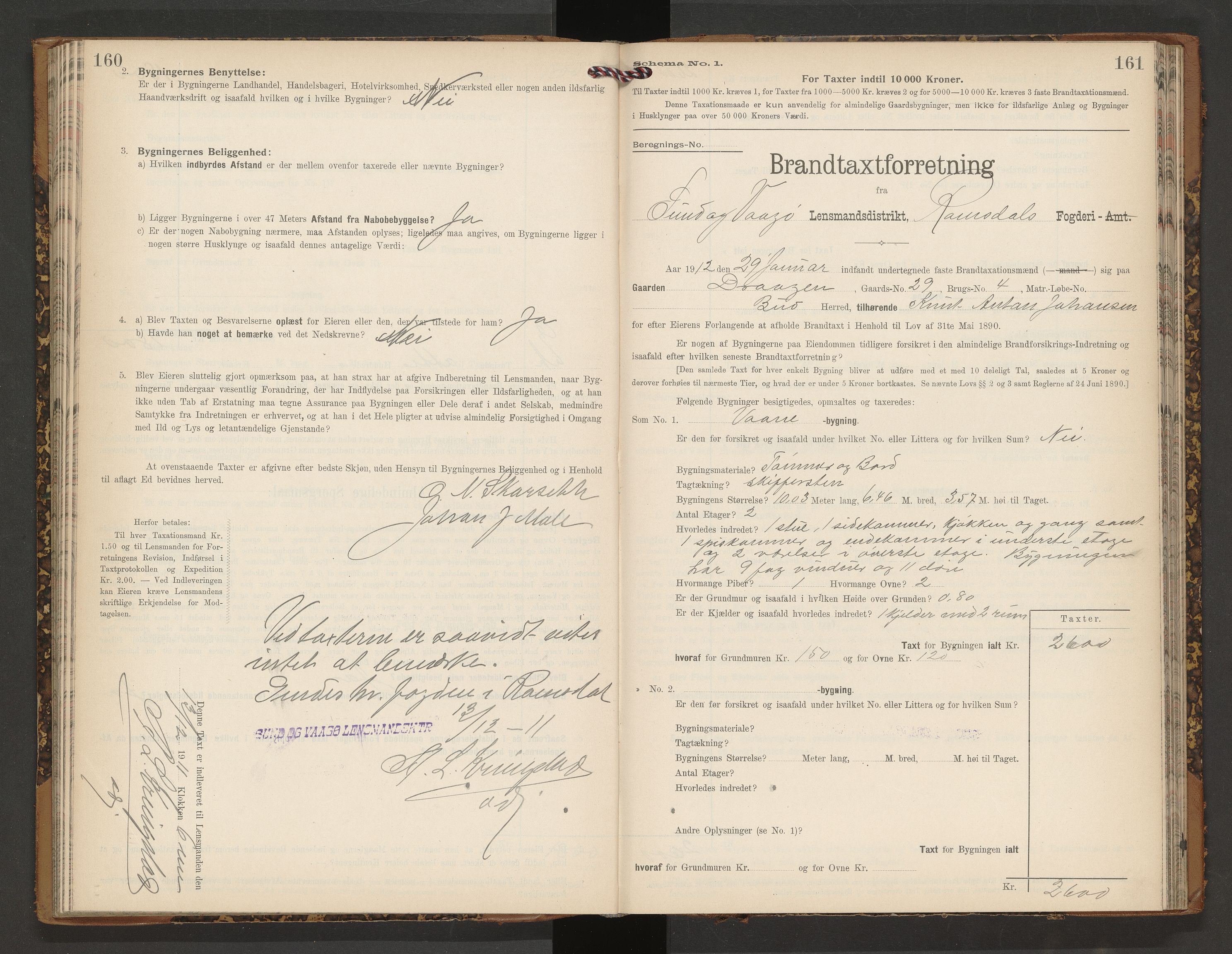 Norges Brannkasse Vågøy og Sund, AV/SAT-A-5504/Fb/L0002: Branntakstprotokoll, 1904-1913, s. 160-161