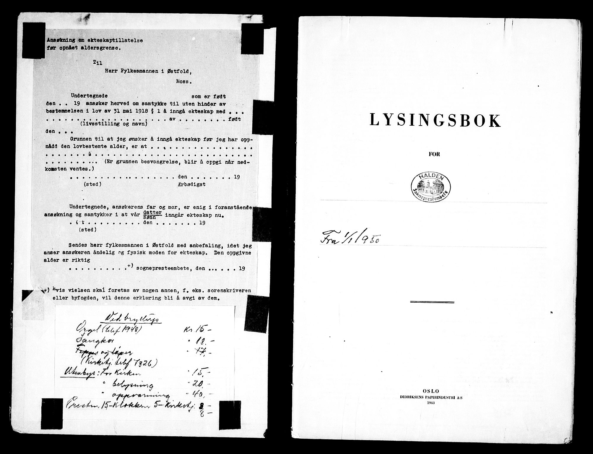 Halden prestekontor Kirkebøker, SAO/A-10909/H/Ha/L0003: Lysningsprotokoll nr. I 3, 1950-1961
