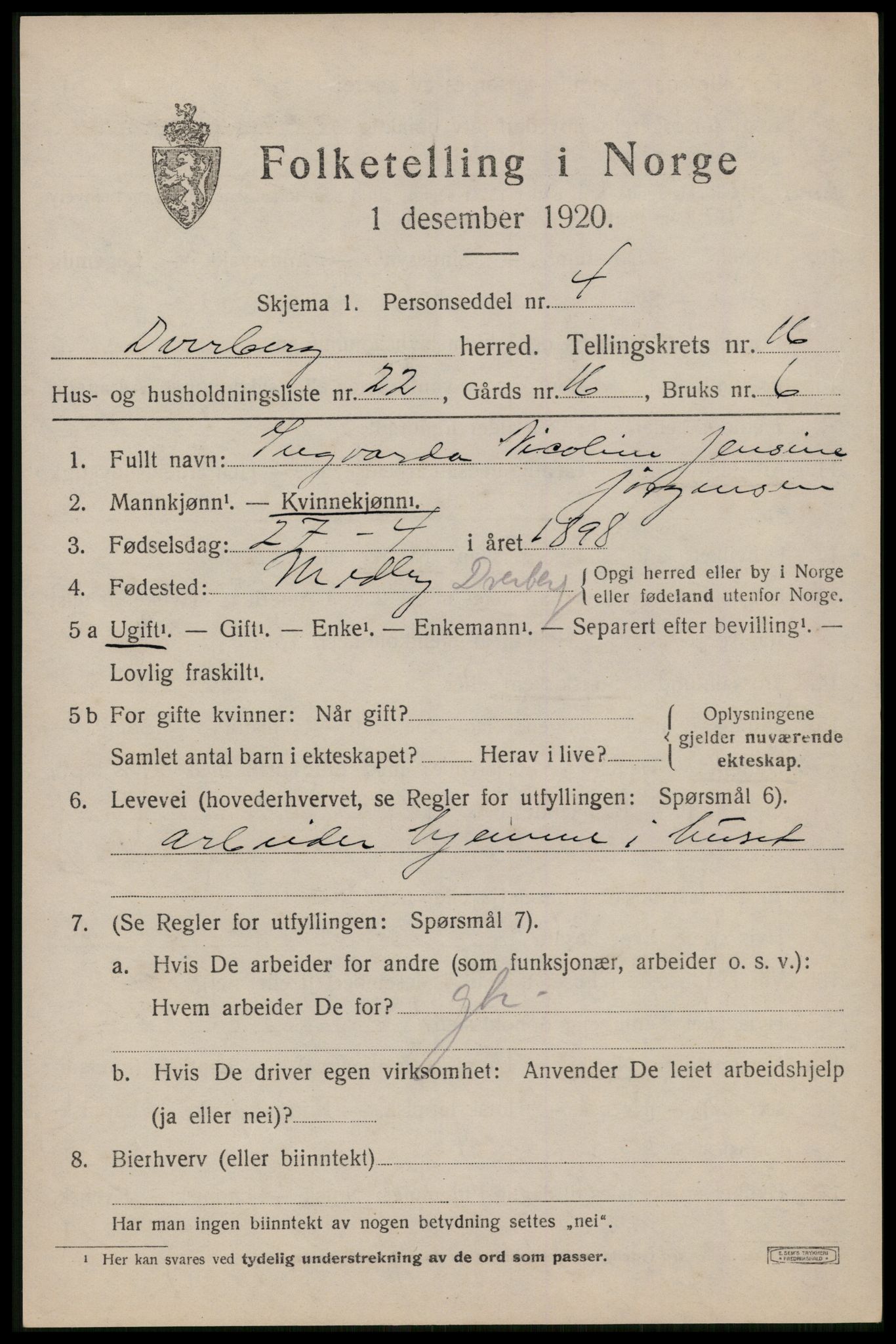 SAT, Folketelling 1920 for 1872 Dverberg herred, 1920, s. 11826