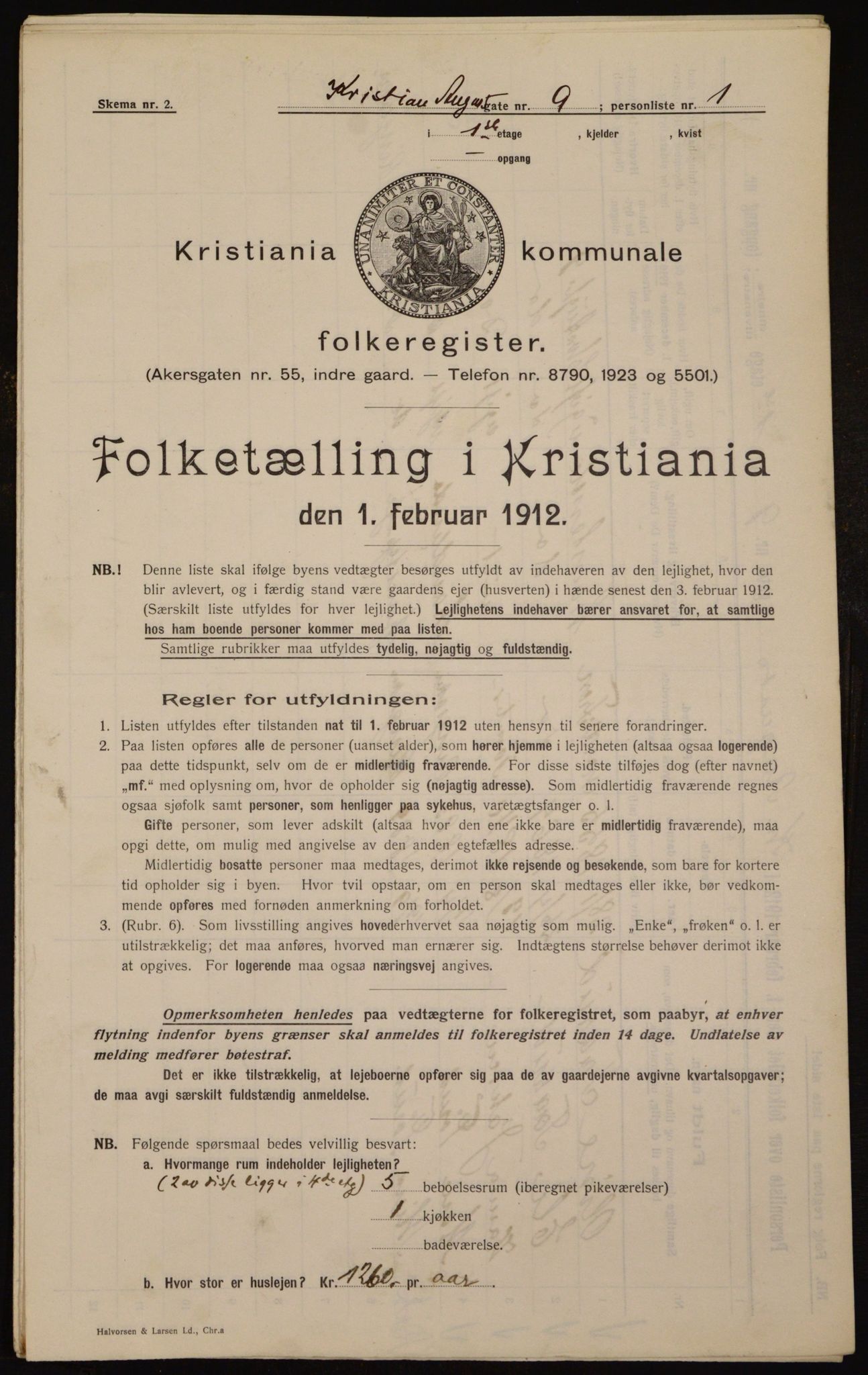 OBA, Kommunal folketelling 1.2.1912 for Kristiania, 1912, s. 54254