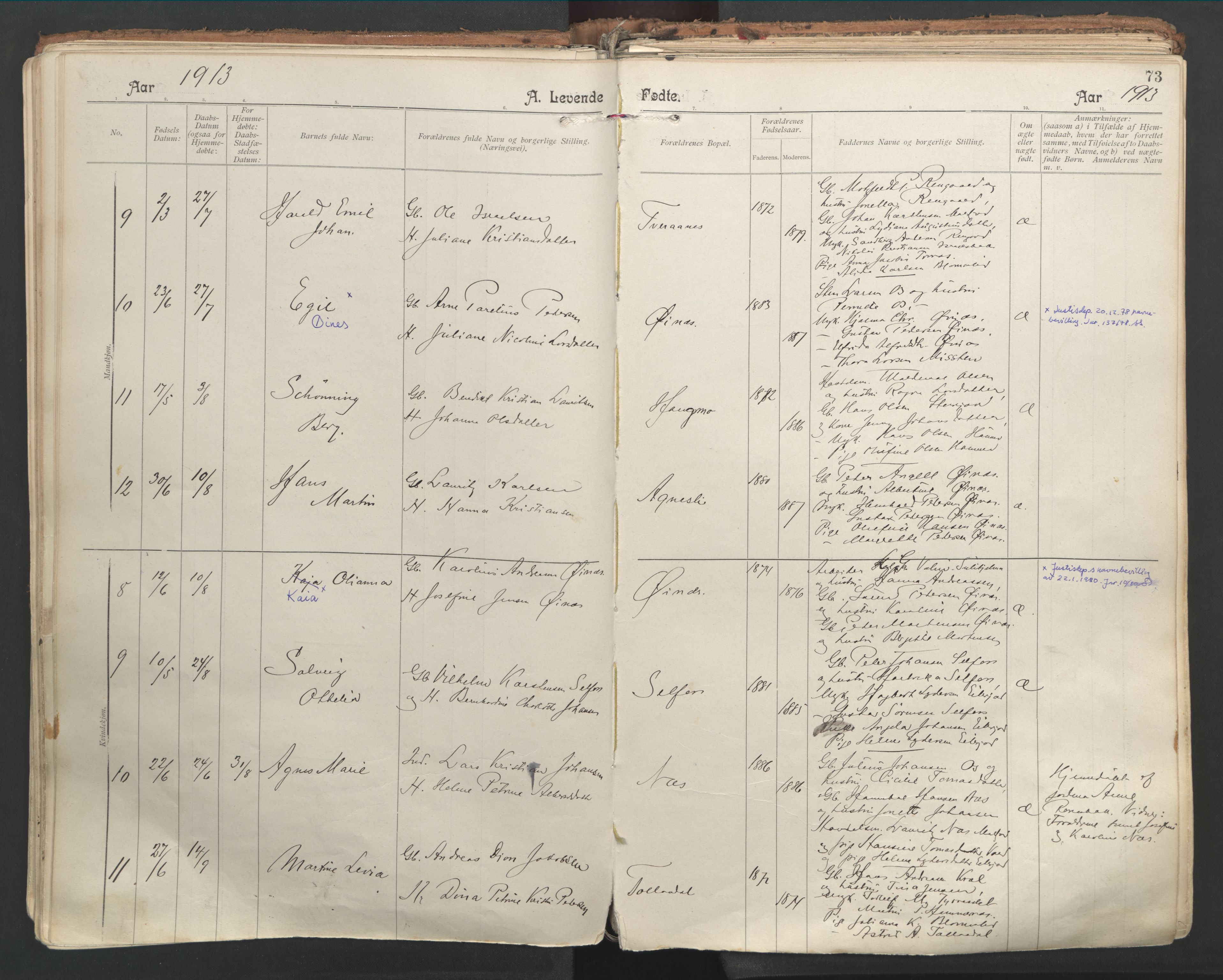 Ministerialprotokoller, klokkerbøker og fødselsregistre - Nordland, AV/SAT-A-1459/846/L0647: Ministerialbok nr. 846A05, 1902-1915, s. 73