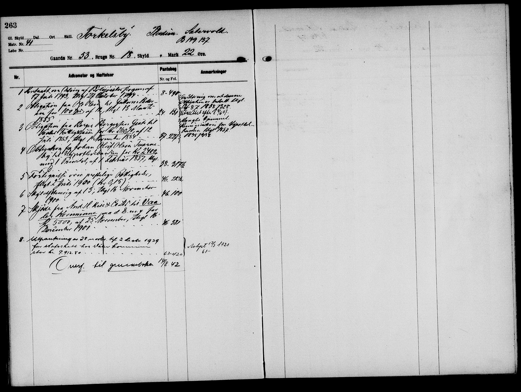 Solør tingrett, AV/SAH-TING-008/H/Ha/Hak/L0004: Panteregister nr. IV, 1900-1935, s. 263