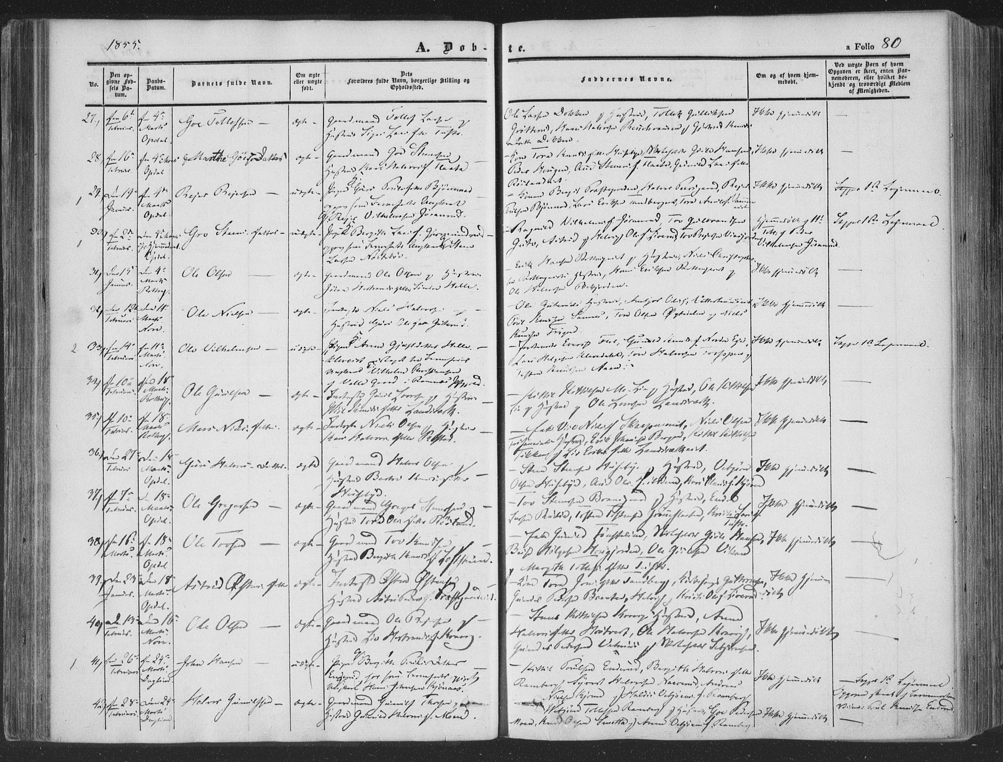 Rollag kirkebøker, AV/SAKO-A-240/F/Fa/L0008: Ministerialbok nr. I 8, 1847-1860, s. 80