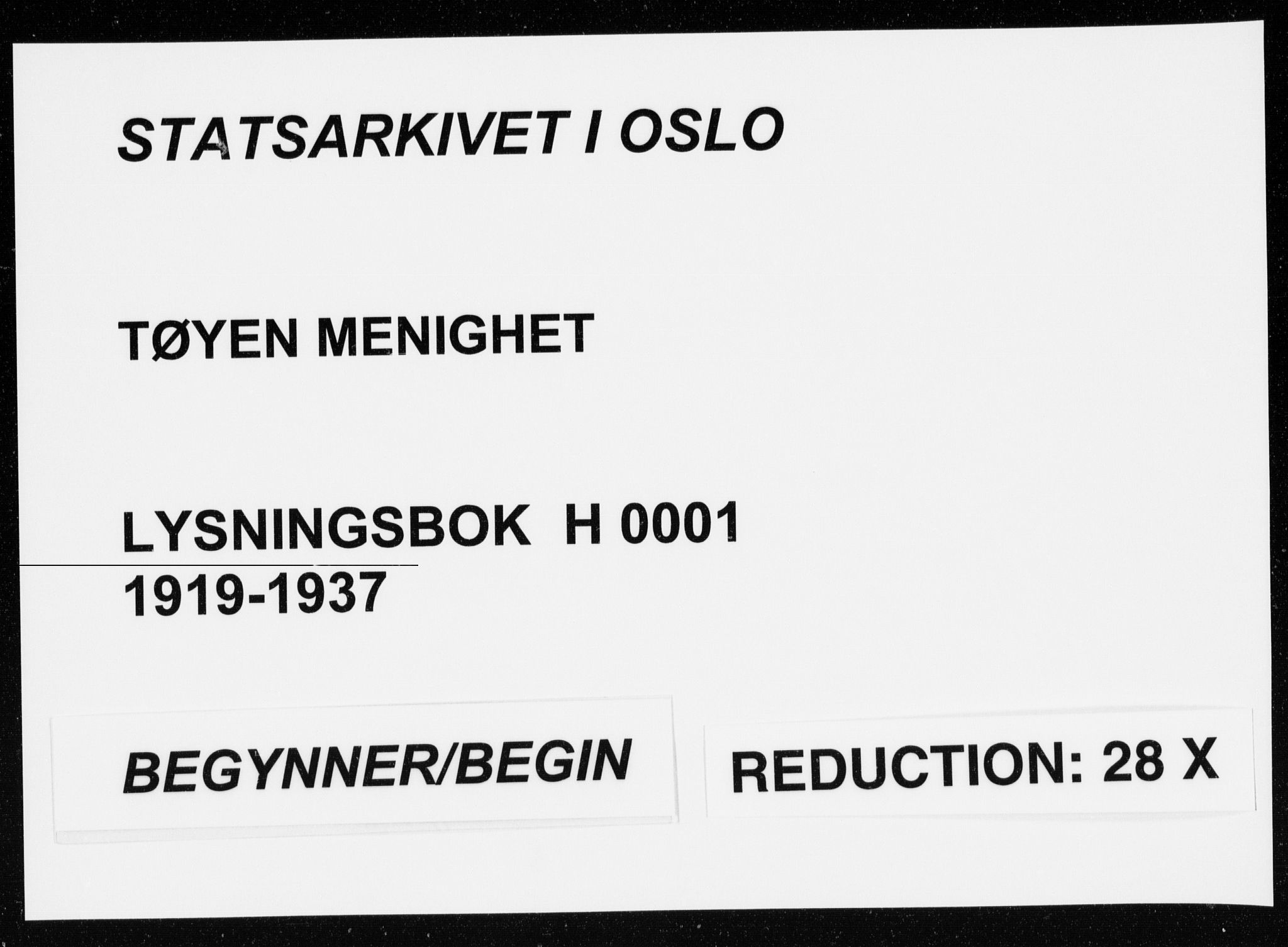 Tøyen prestekontor Kirkebøker, SAO/A-10167a/H/Ha/L0001: Lysningsprotokoll nr. 1, 1919-1937