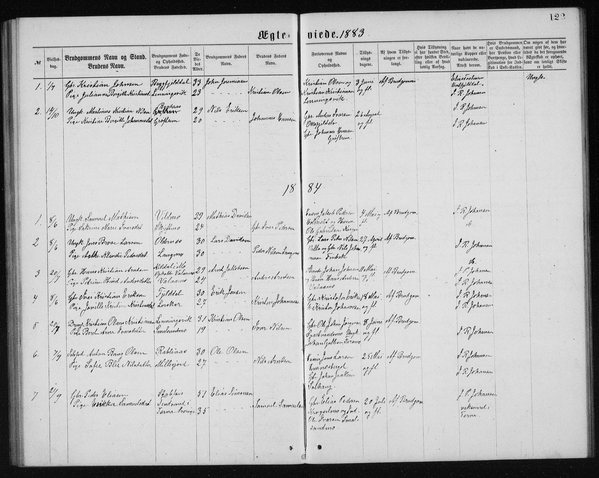 Ministerialprotokoller, klokkerbøker og fødselsregistre - Nordland, AV/SAT-A-1459/826/L0381: Klokkerbok nr. 826C01, 1877-1886, s. 122