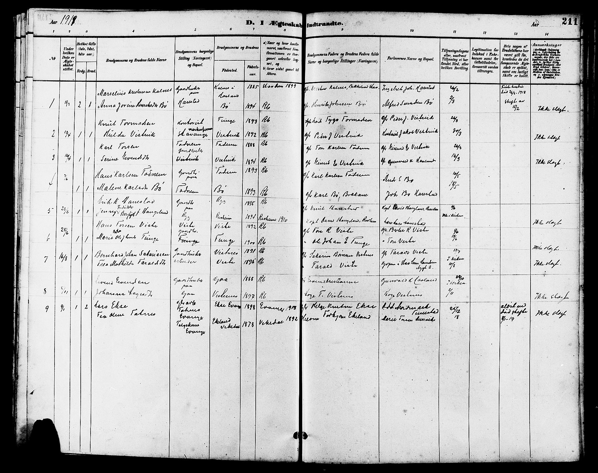 Hetland sokneprestkontor, SAST/A-101826/30/30BB/L0006: Klokkerbok nr. B 6, 1878-1921, s. 211