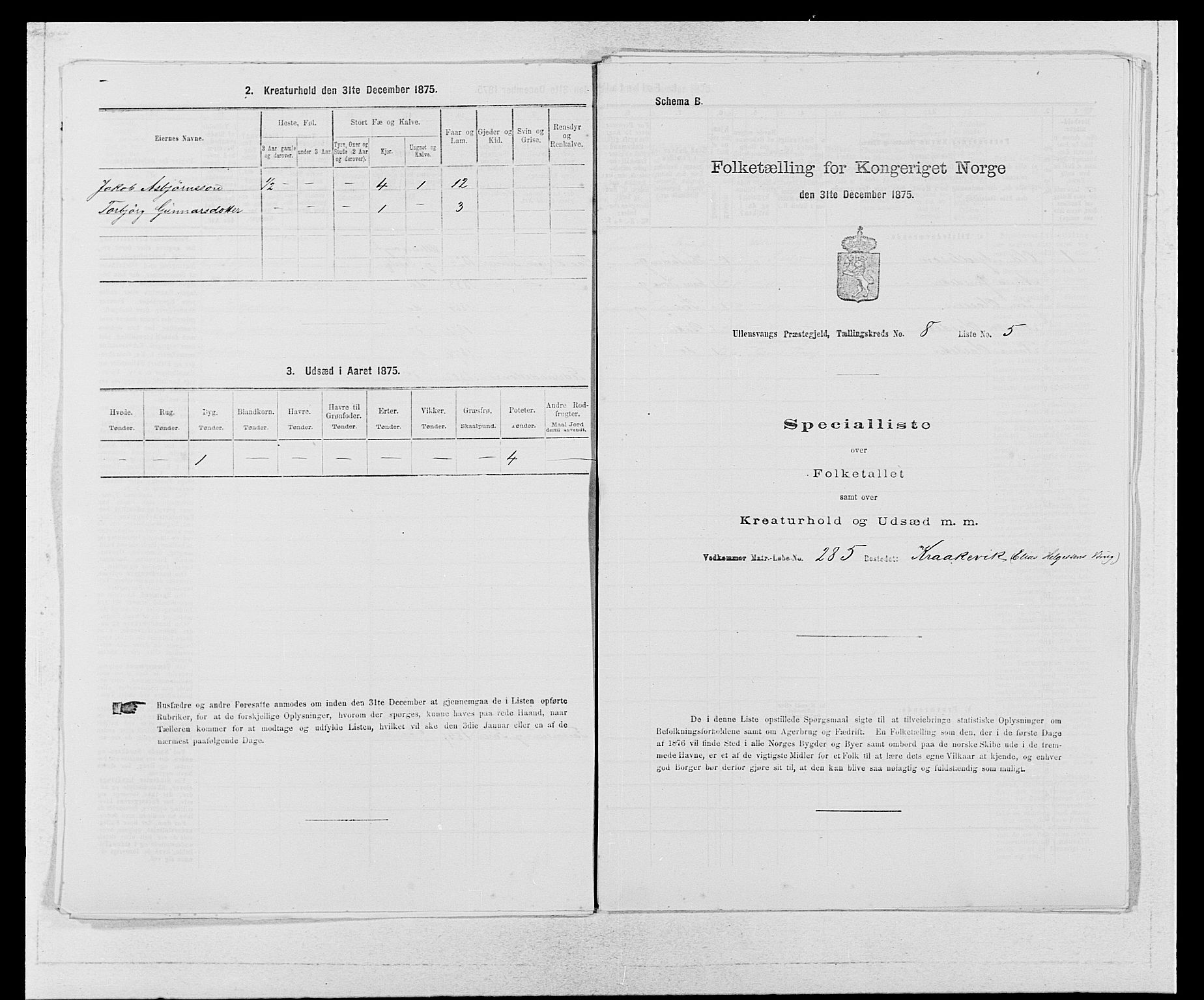 SAB, Folketelling 1875 for 1230P Ullensvang prestegjeld, 1875, s. 750
