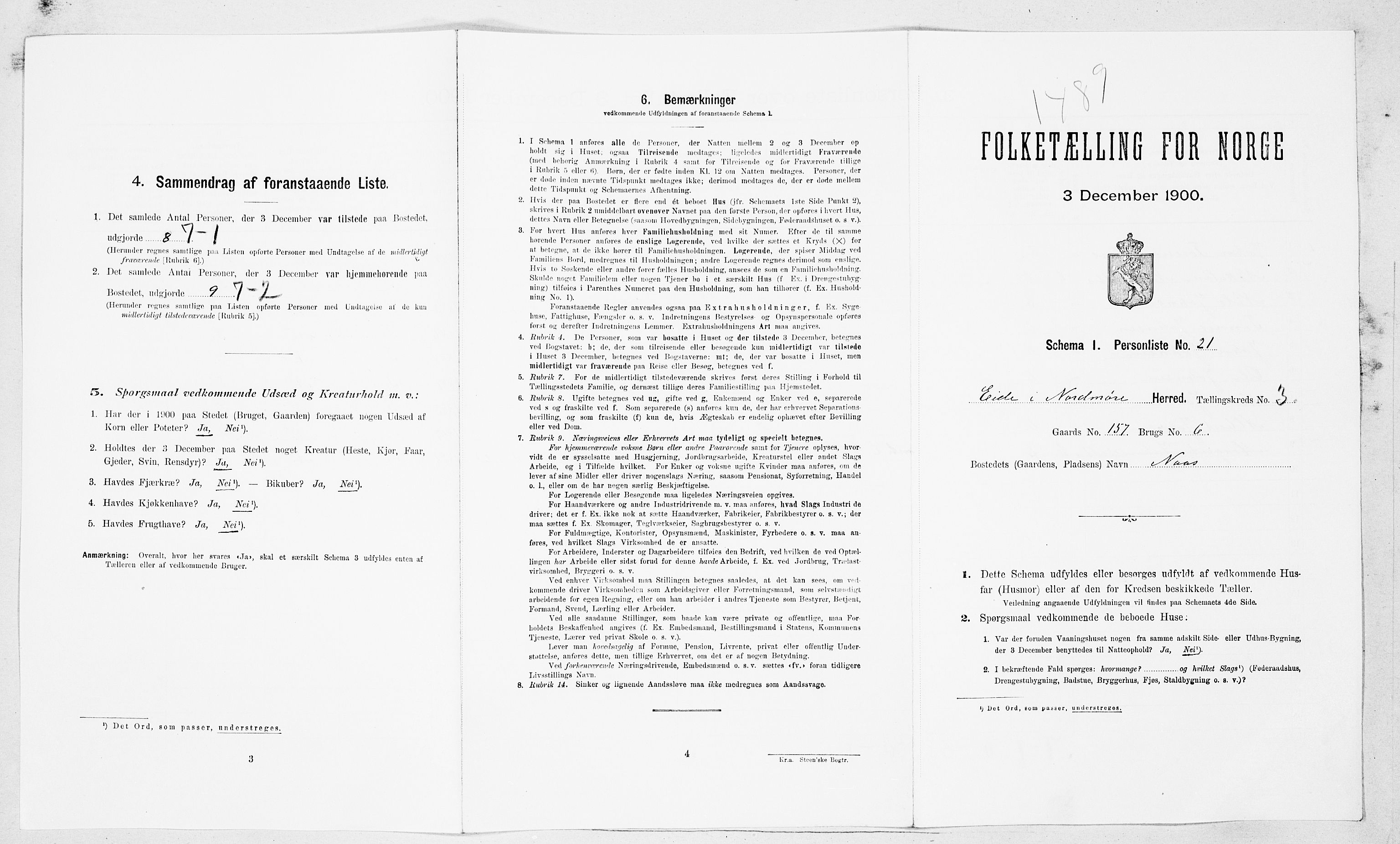 SAT, Folketelling 1900 for 1551 Eide herred, 1900, s. 212