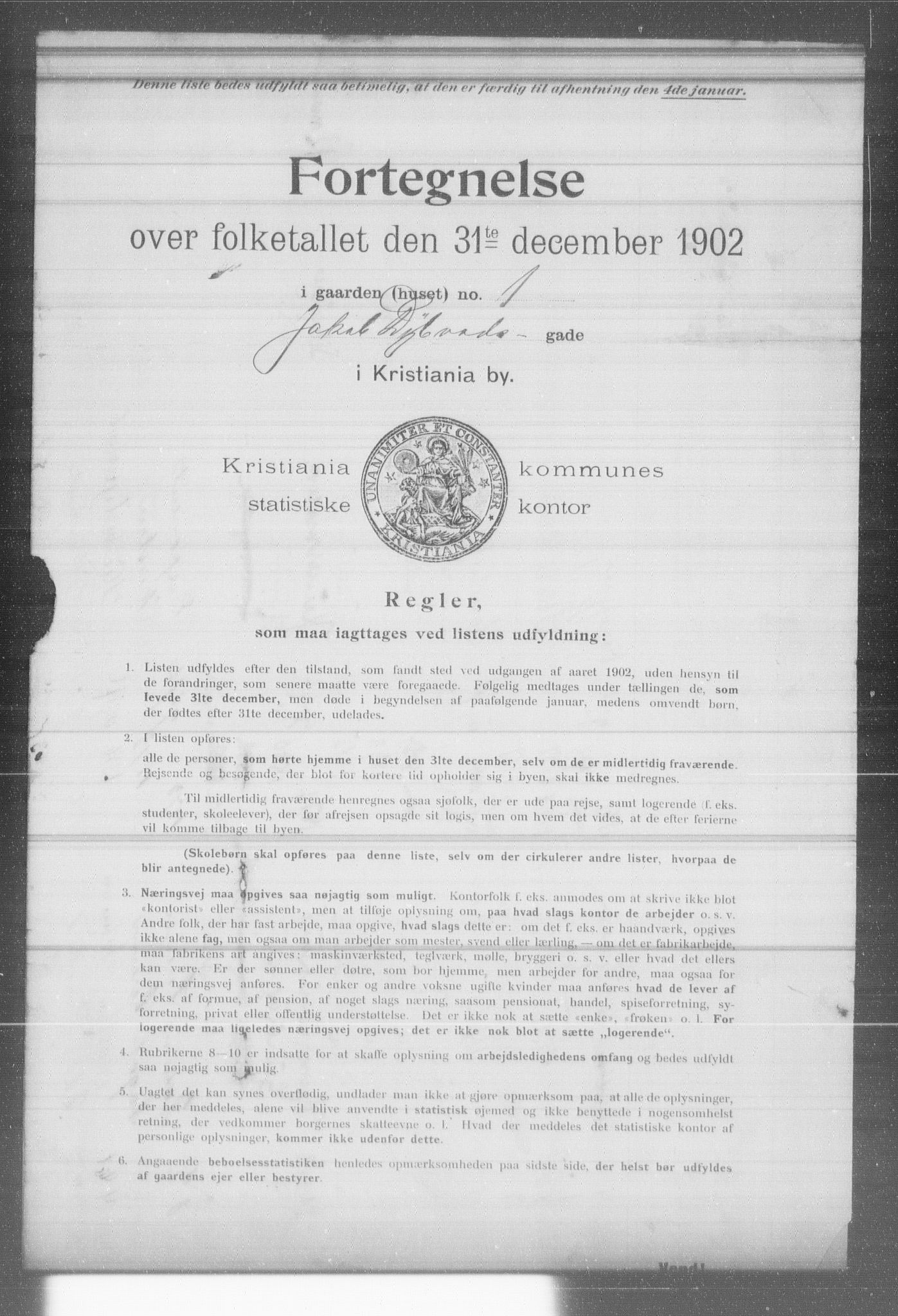OBA, Kommunal folketelling 31.12.1902 for Kristiania kjøpstad, 1902, s. 8540