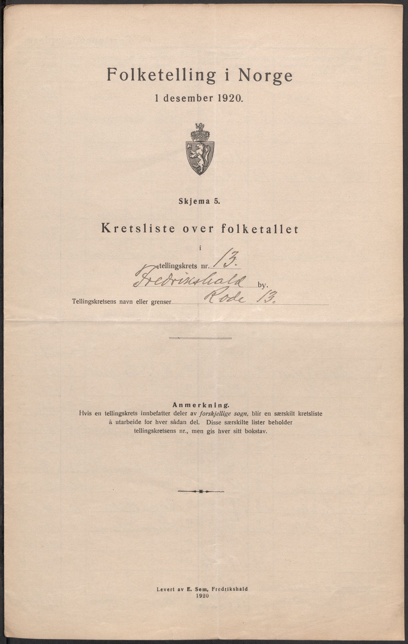 SAO, Folketelling 1920 for 0101 Fredrikshald kjøpstad, 1920, s. 42