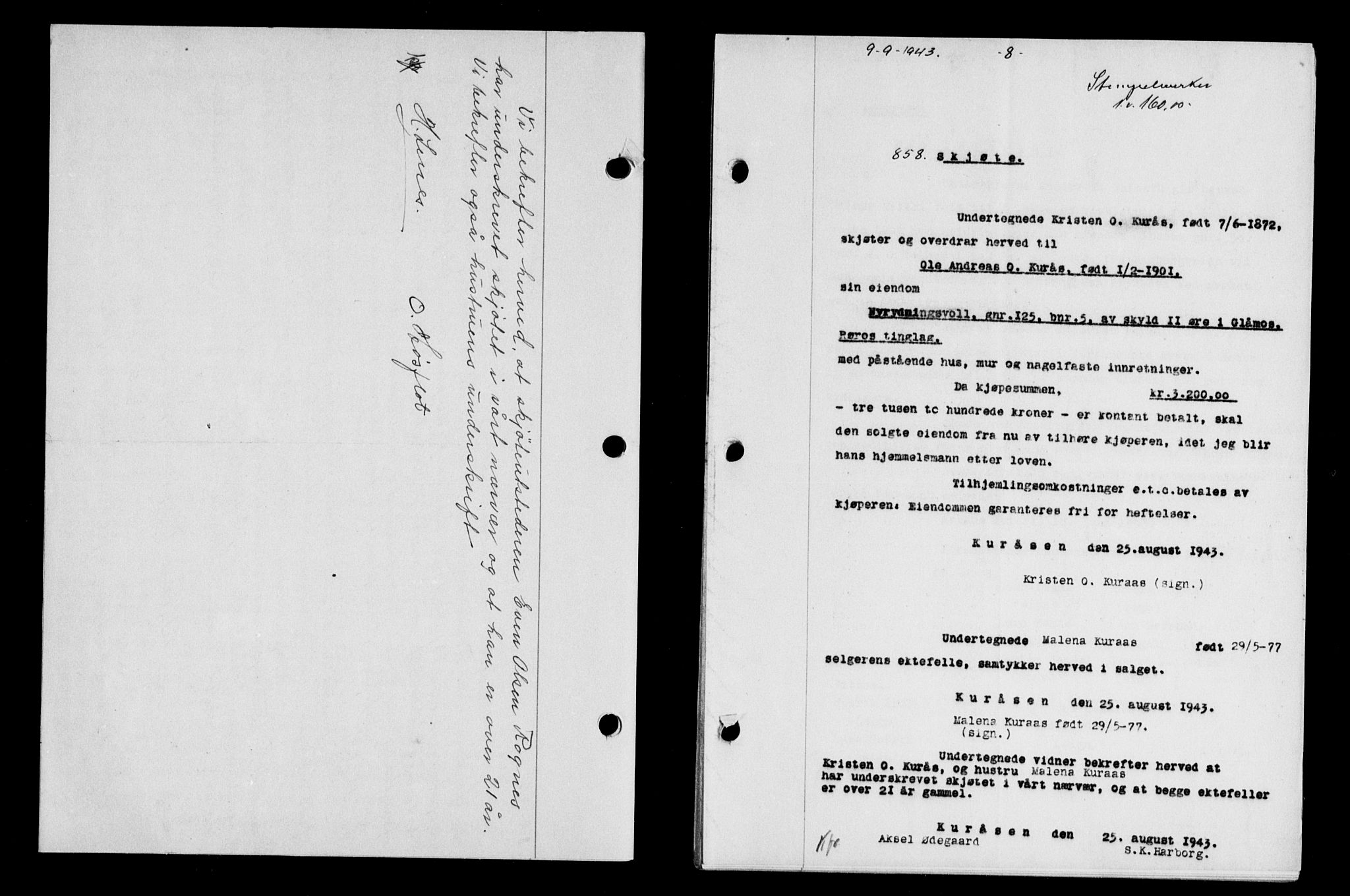 Gauldal sorenskriveri, SAT/A-0014/1/2/2C/L0057: Pantebok nr. 62, 1943-1944, Dagboknr: 858/1943