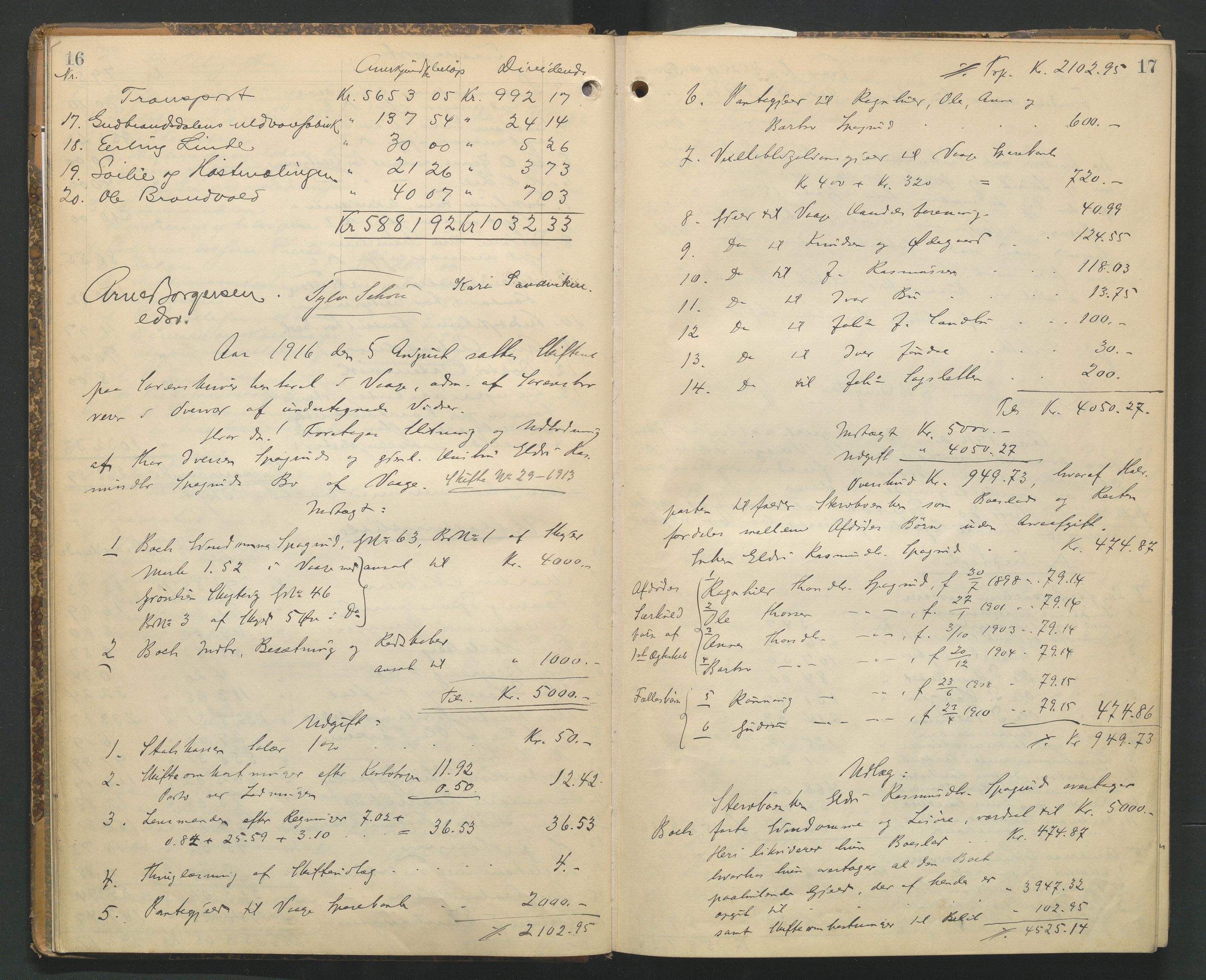Nord-Gudbrandsdal tingrett, AV/SAH-TING-002/J/Jd/L0005: Skifteutlodningsprotokoll, 1916-1923, s. 16-17